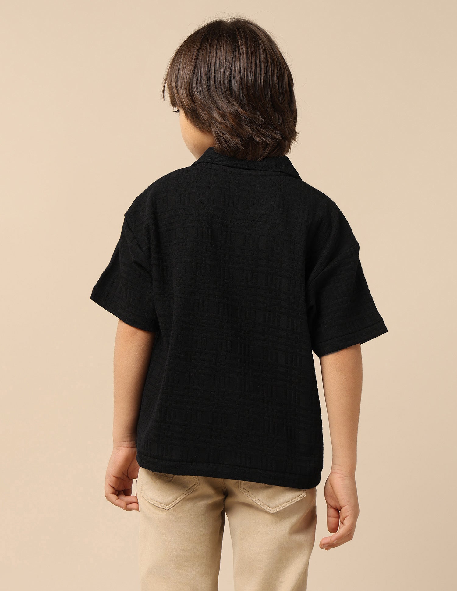 Boys Textured Boxy Fit Polo Shirt Black - U.S. POLO ASSN. | Large