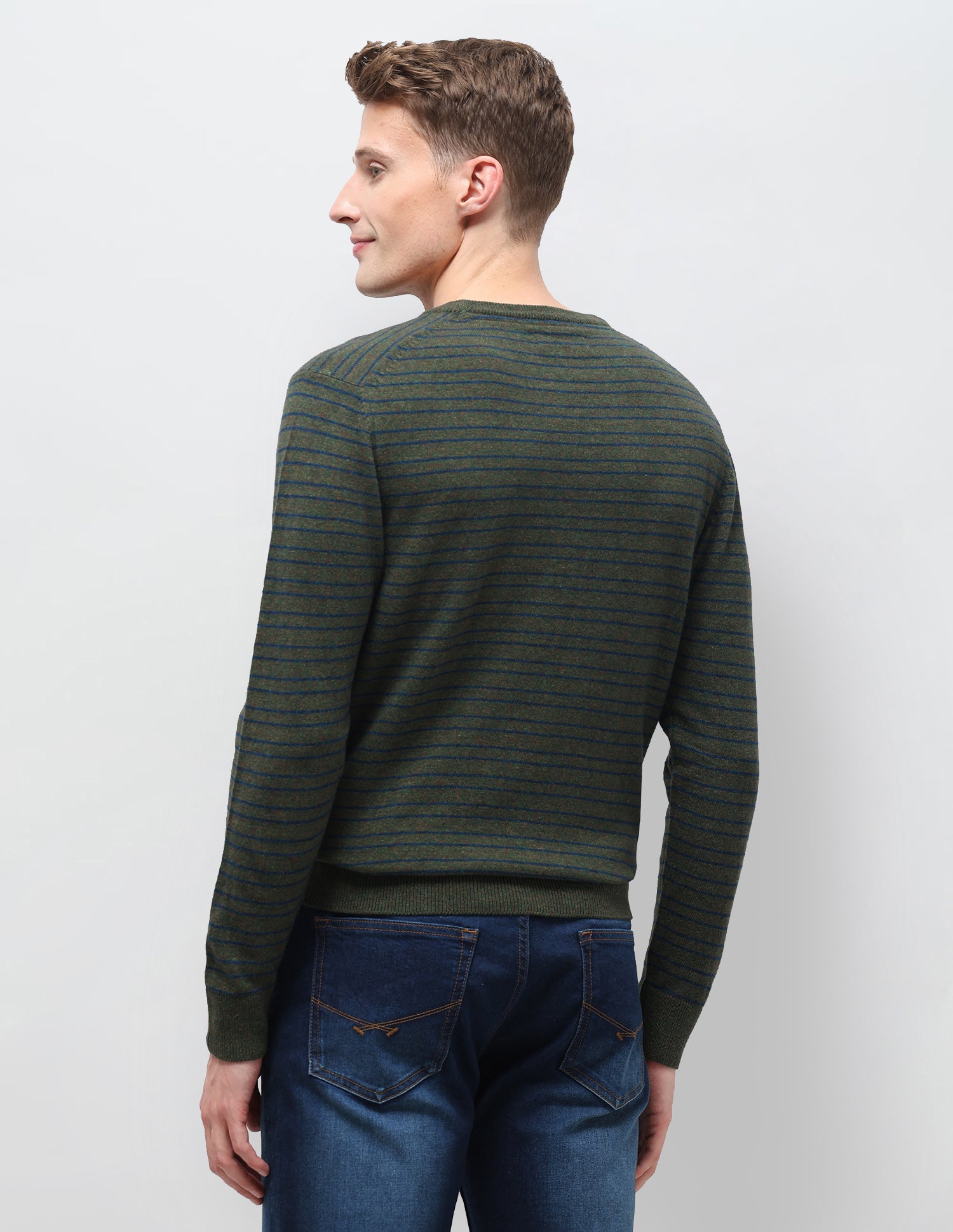 Horizontal Striped Regular Fit Sweater Olive - U.S. Polo Assn. India | Large