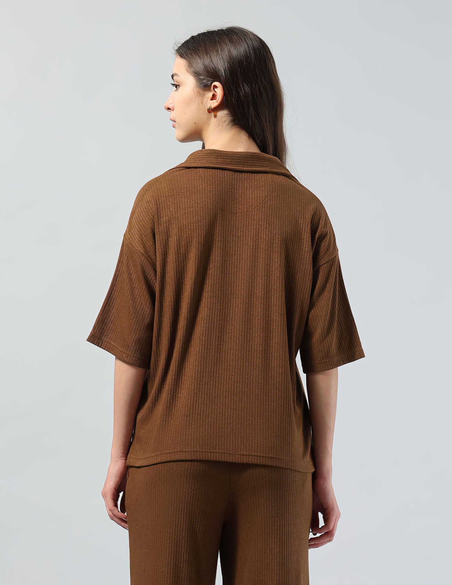 Ribbed Relaxed Fit Polo Shirt Brown - U.S. POLO ASSN. | Large