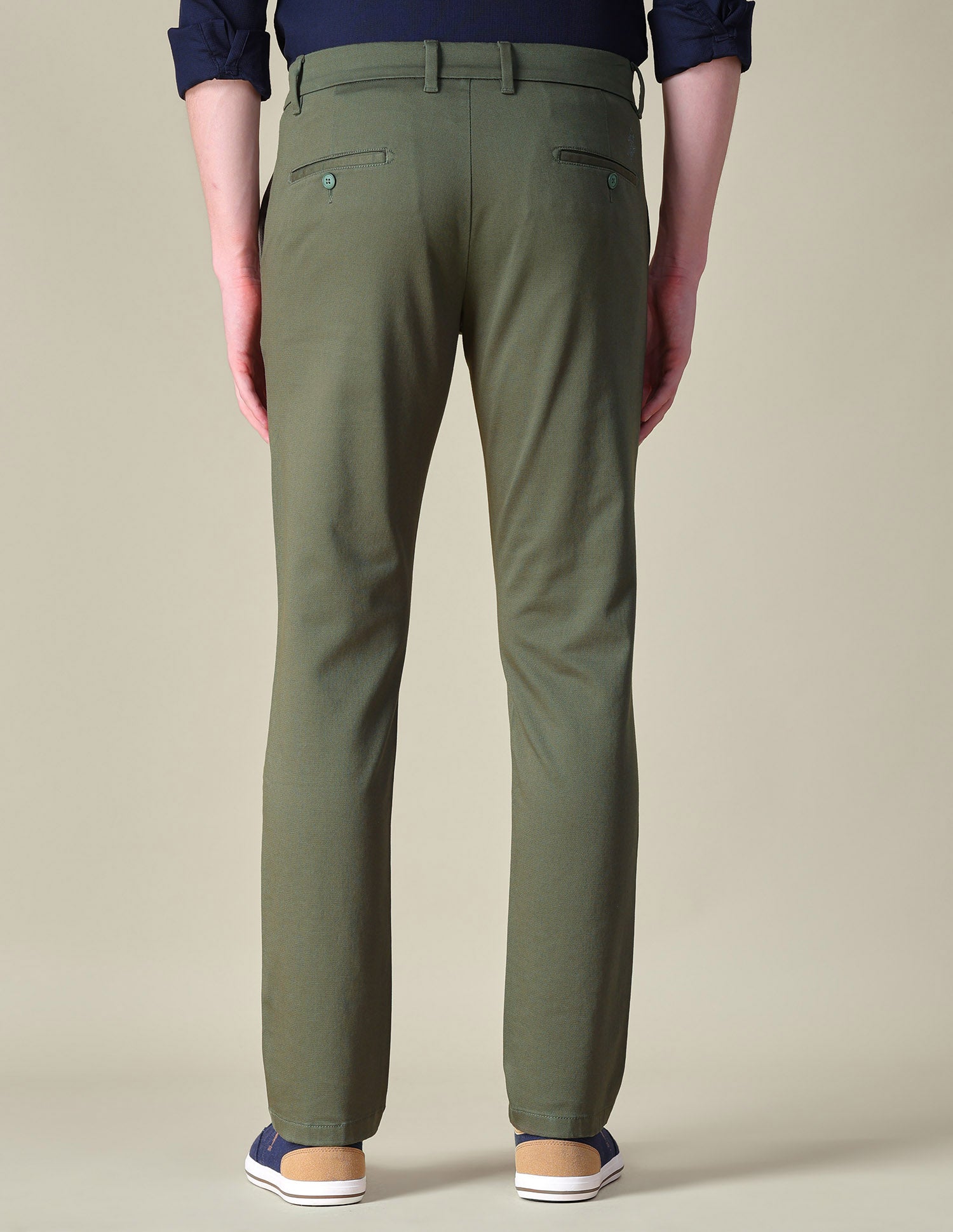 Denver Slim Fit Textured Trousers Olive - U.S. POLO ASSN. | Large