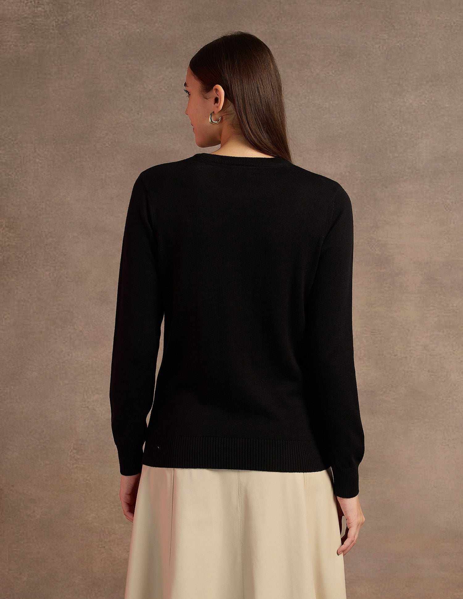 Lurex Embroiderd Cotton Sweater Wine - U.S. Polo Assn. India | Large
