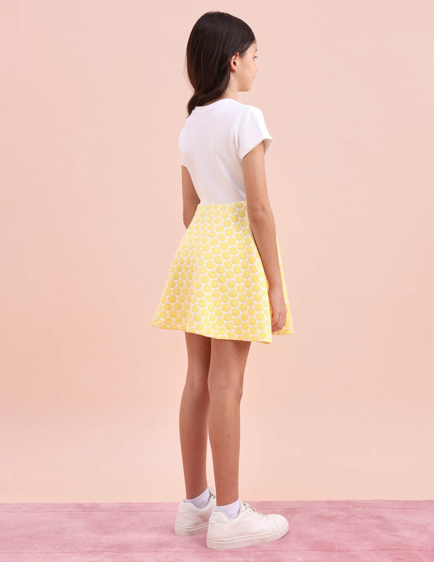 Girls Polka Dots Fit & Flare Dress Beige - U.S. POLO ASSN. | Large