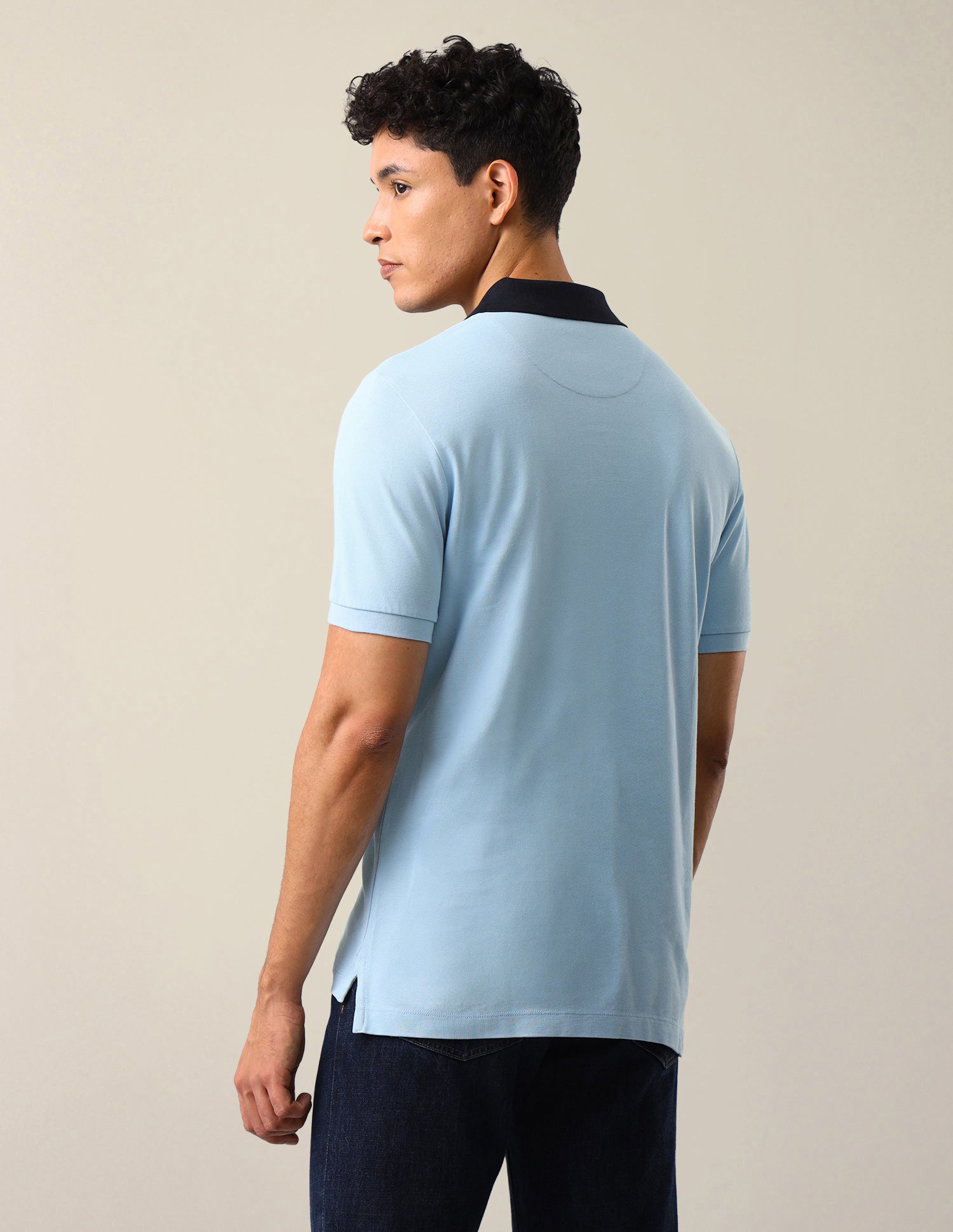 Colourblocked Slim Fit Polo Shirt Light Blue - U.S. Polo Assn. India | Large