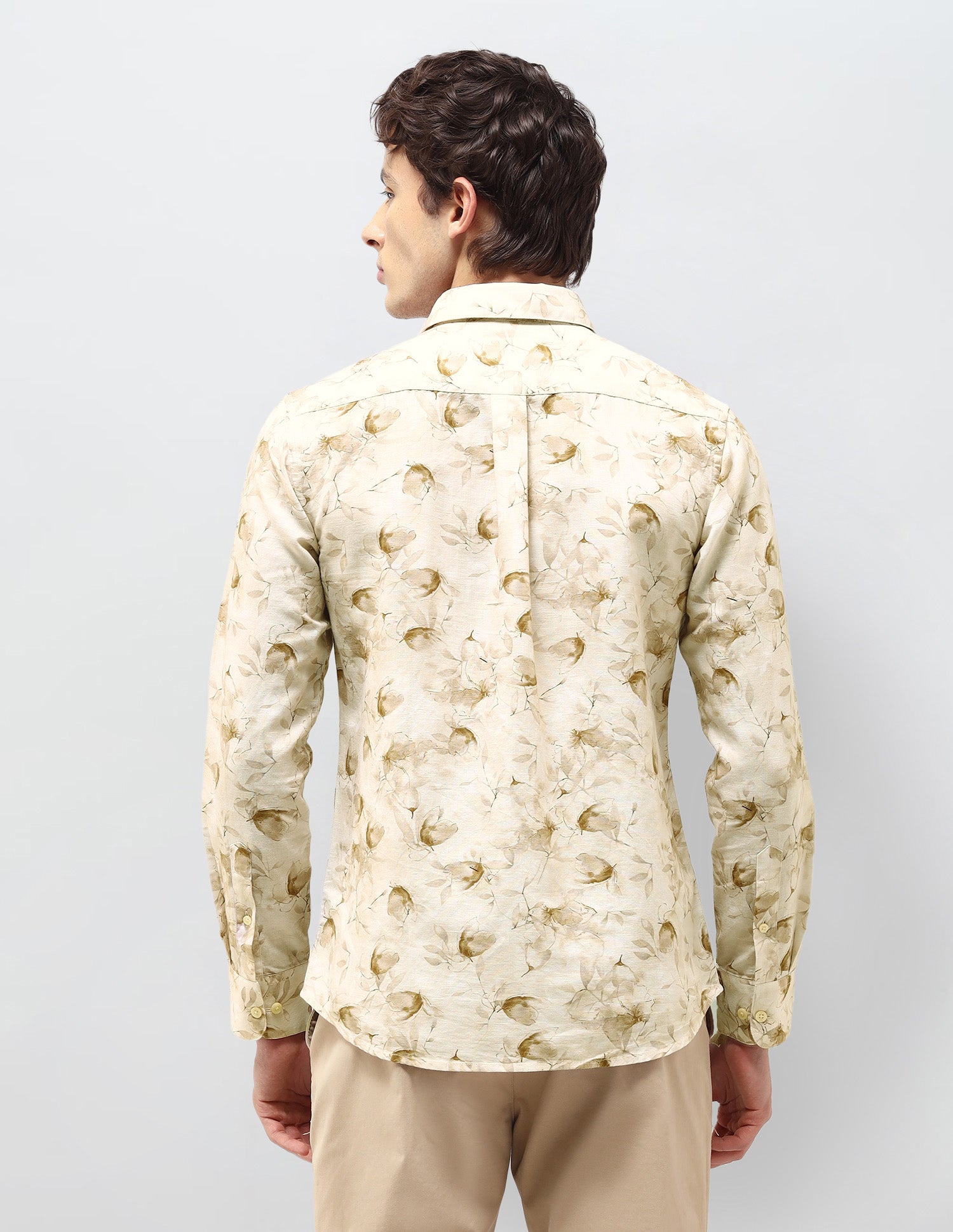 Floral Printed Regular Fit Shirt Beige - U.S. Polo Assn. India | Large