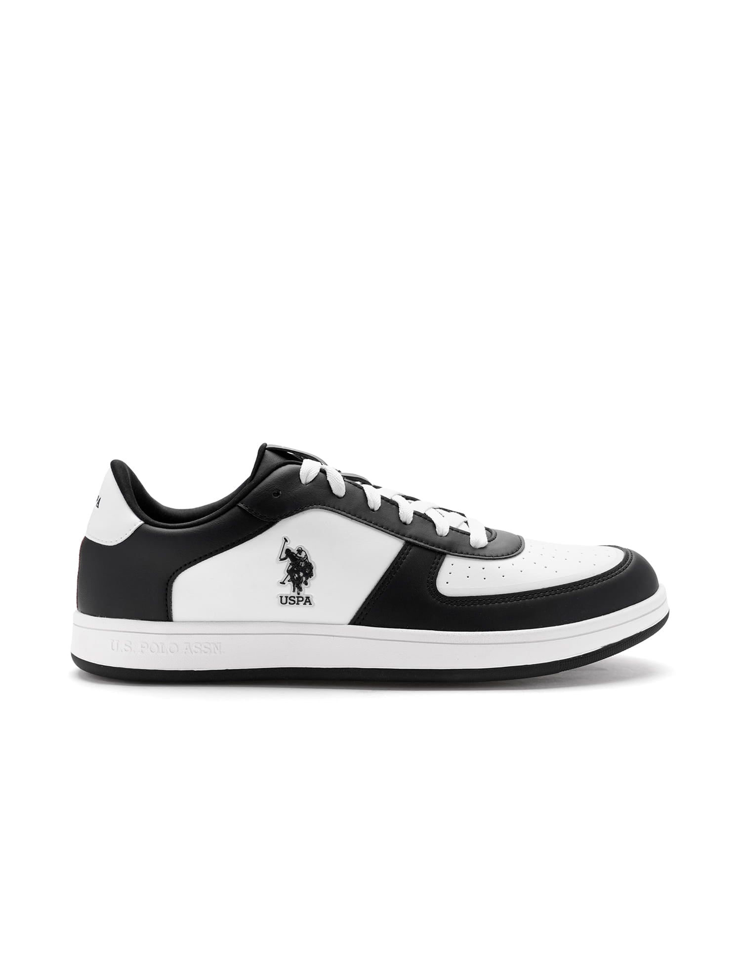 Men Rein 2.0 Black Retro Court Sneakers Black and White - U.S. Polo Assn. India | Large