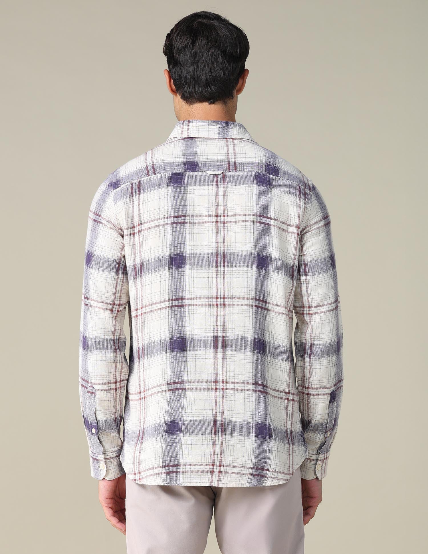 Twill Tartan Checked Shirt Ivory - U.S. POLO ASSN. | Large