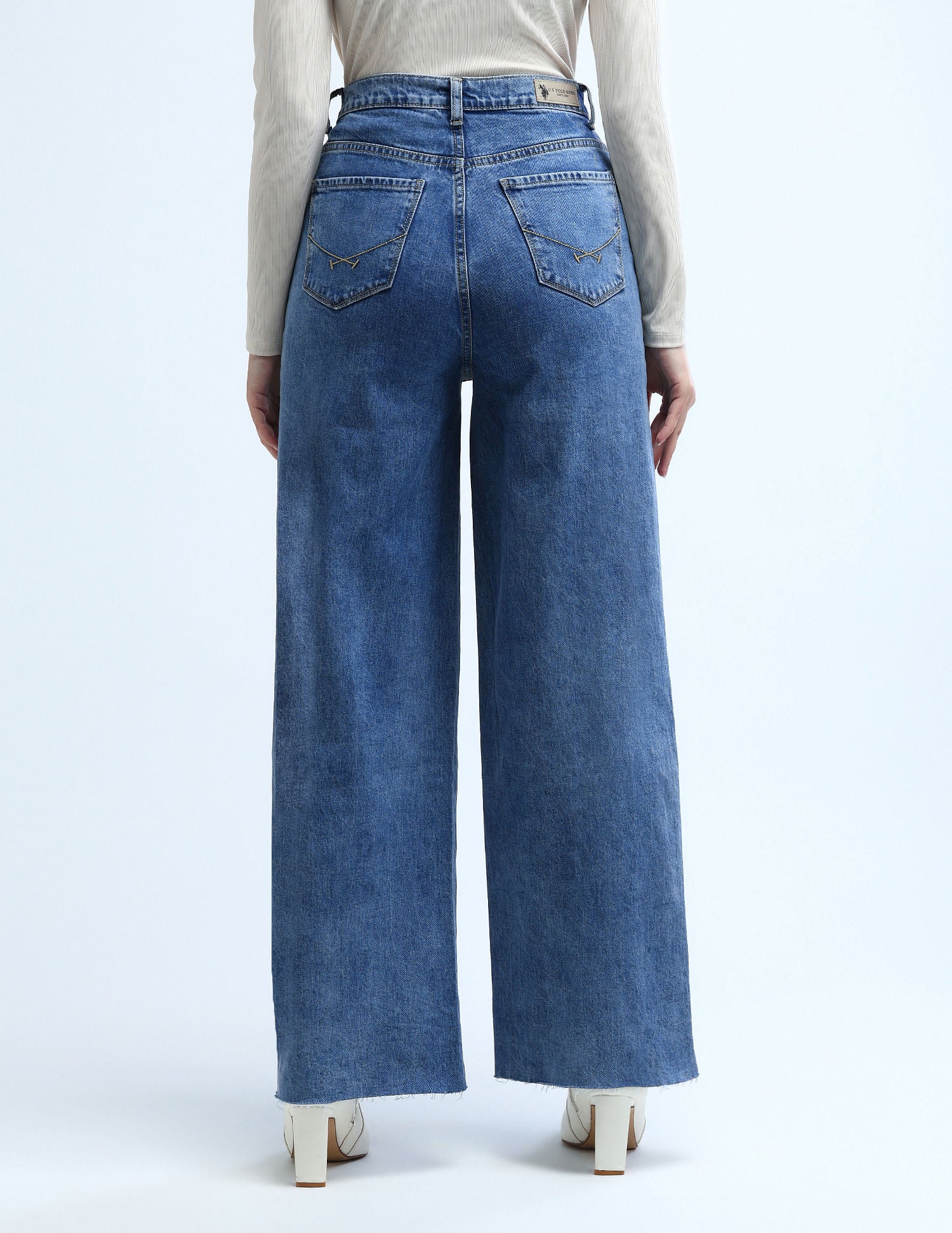 High Rise Wideleg Jeans Blue - U.S. POLO ASSN. | Large