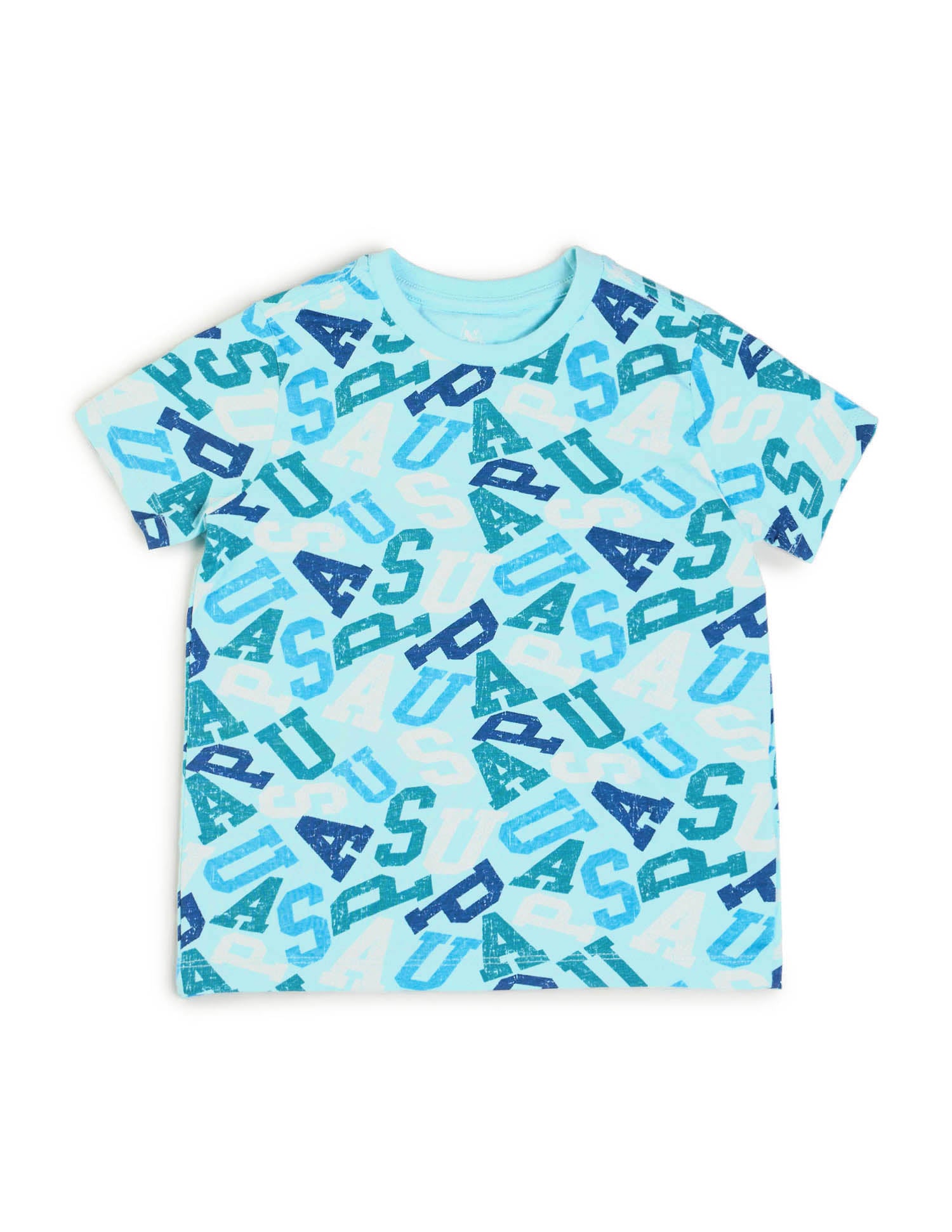 Boys Brand Printed Regular Fit T-Shirt Light Blue - U.S. POLO ASSN. | Large