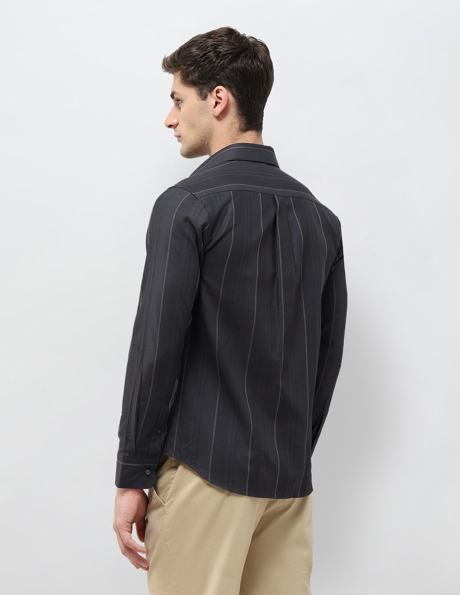 Textured With Vertical Striped Dobby Shirt Dark Grey - U.S. POLO ASSN. | Large