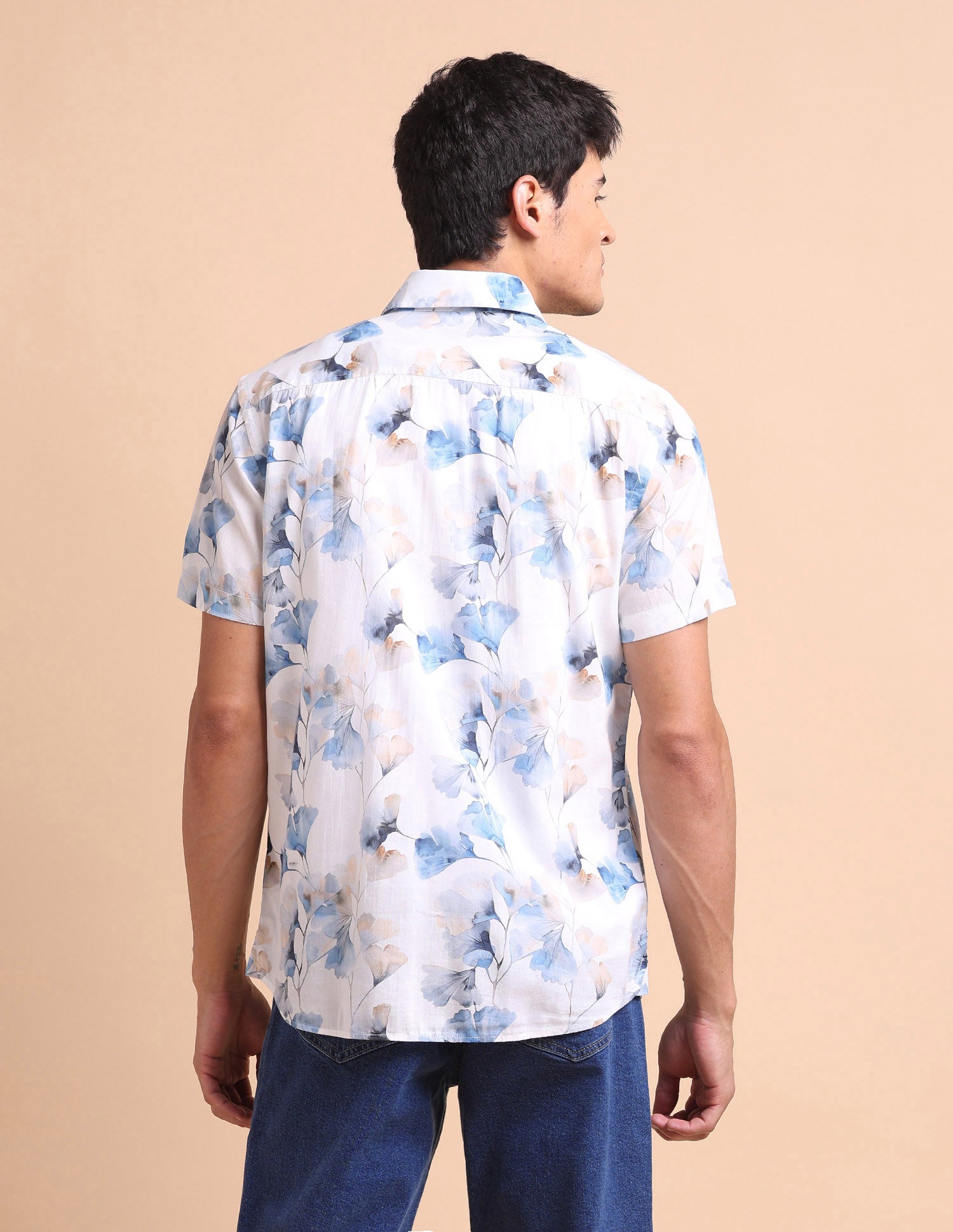 Floral Printed Slim Fit Shirt Blue - U.S. POLO ASSN. | Large