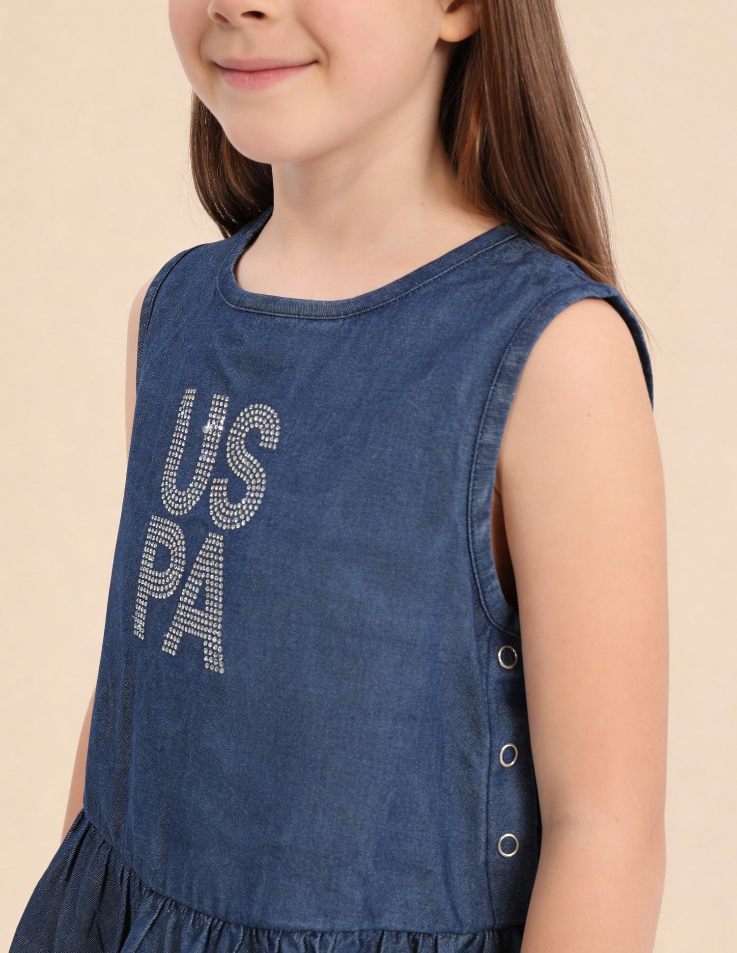 Brand Embellished Flared Top Blue - U.S. Polo Assn. India | Large