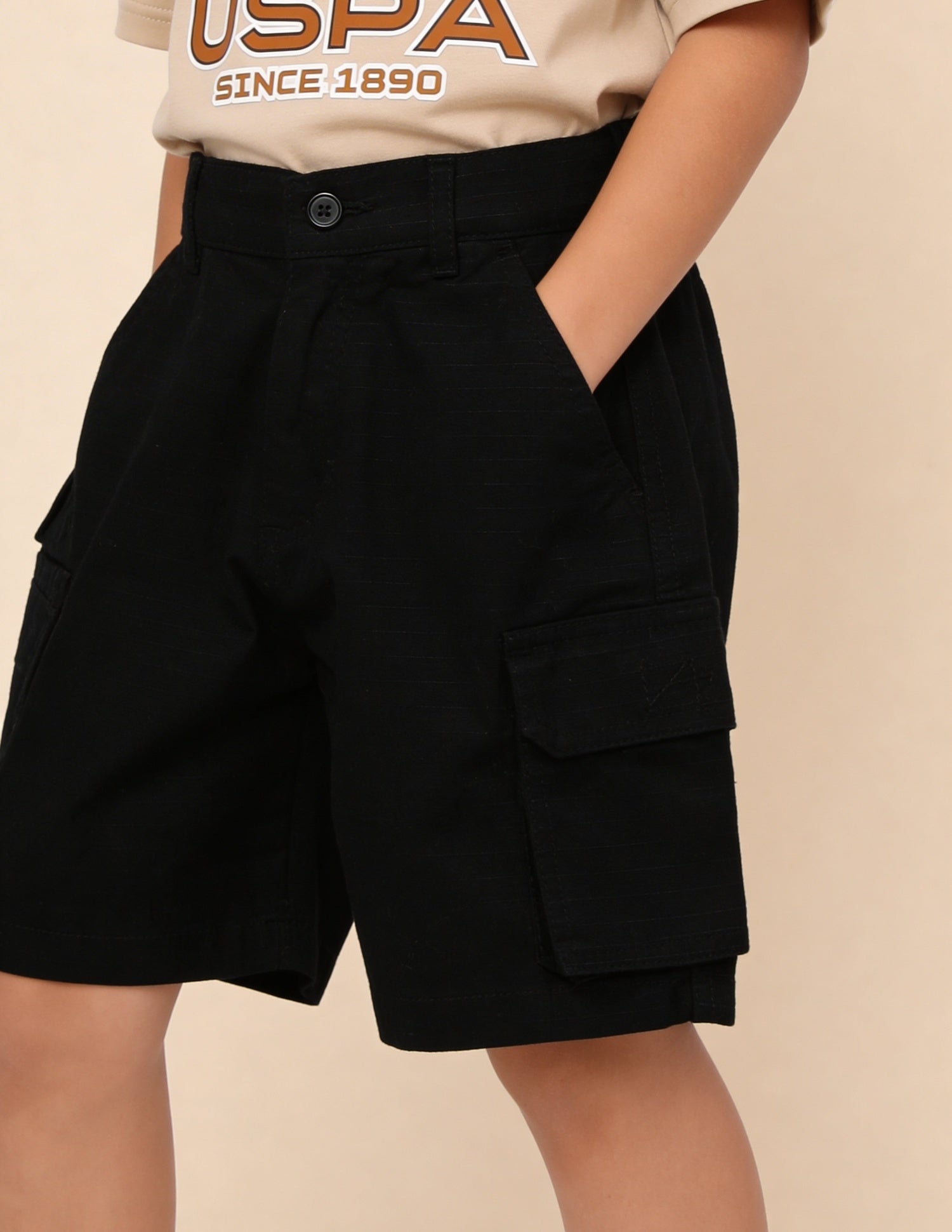 Solid Relaxed Fit Shorts Black - U.S. Polo Assn. India | Large