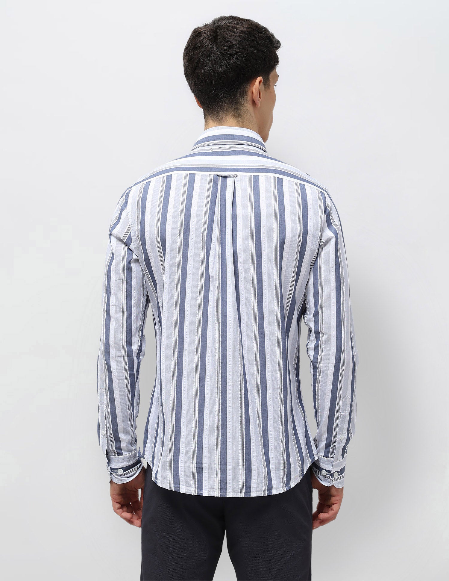 Vertical Striped Seersucker Shirt Blue - U.S. Polo Assn. India | Large
