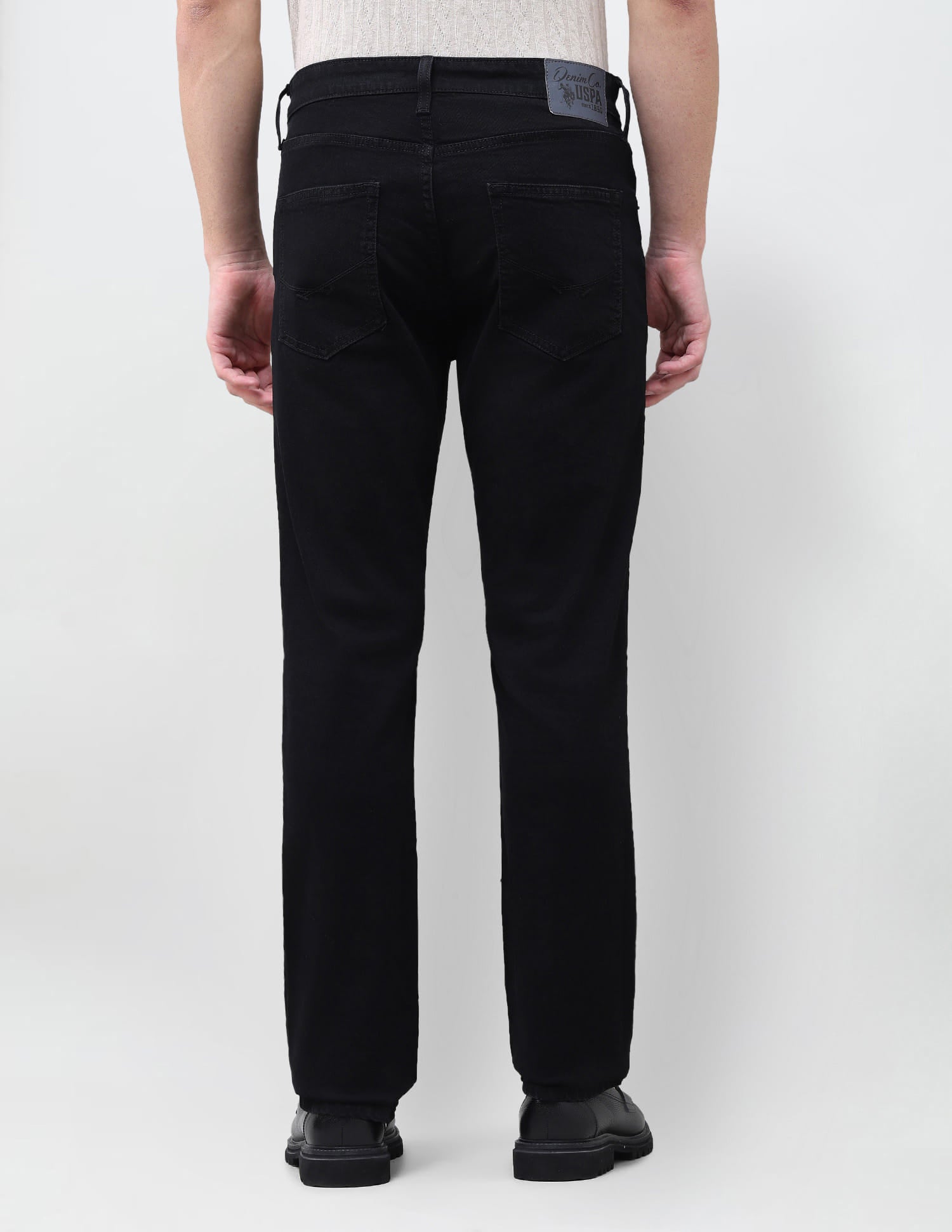 Solid Slim Straight Fit Jeans Black - U.S. Polo Assn. India | Large