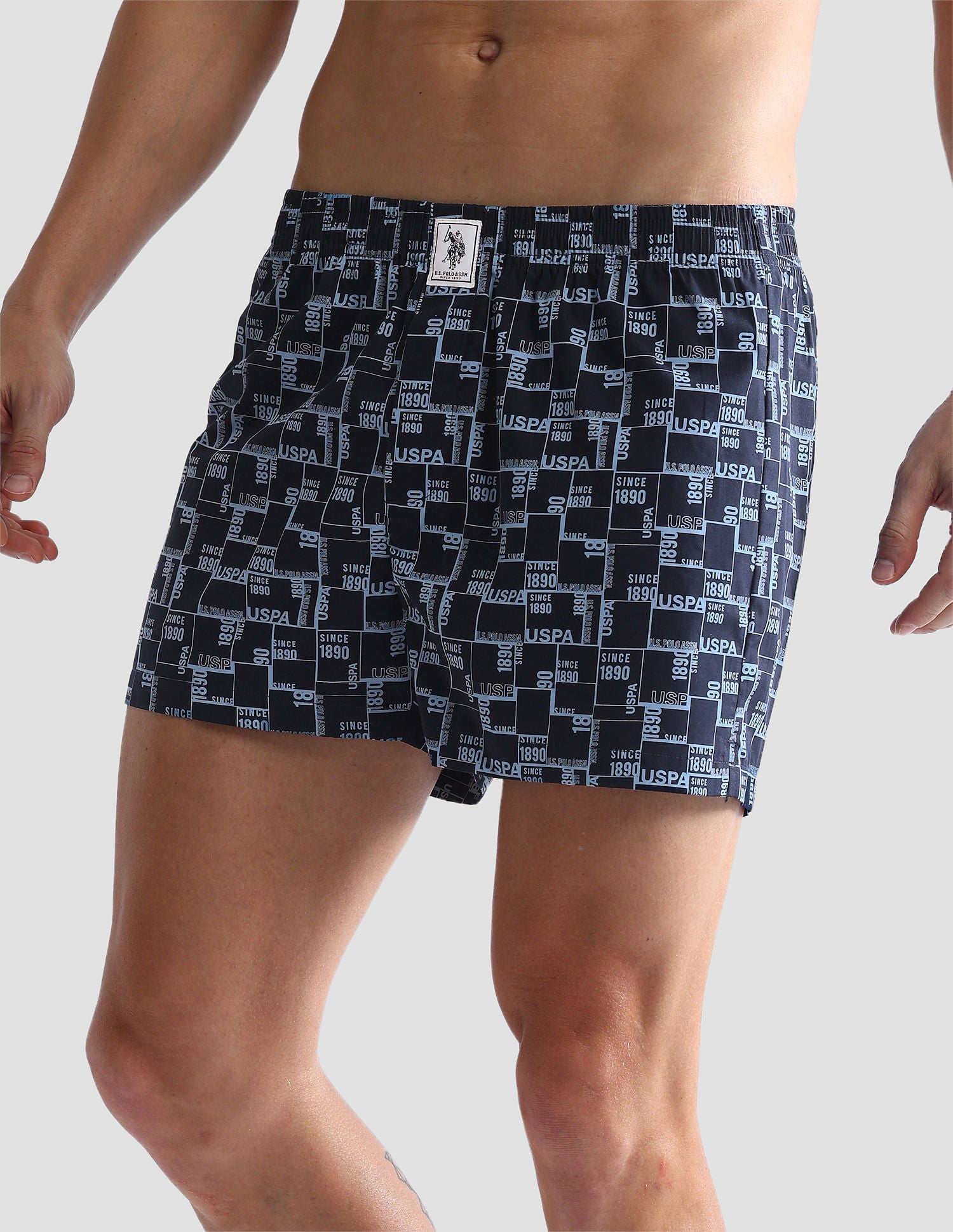 Mid Rise Soft Cotton OEX02 Boxers - Pack Of 2 Blue and Grey - U.S. POLO ASSN. | Large