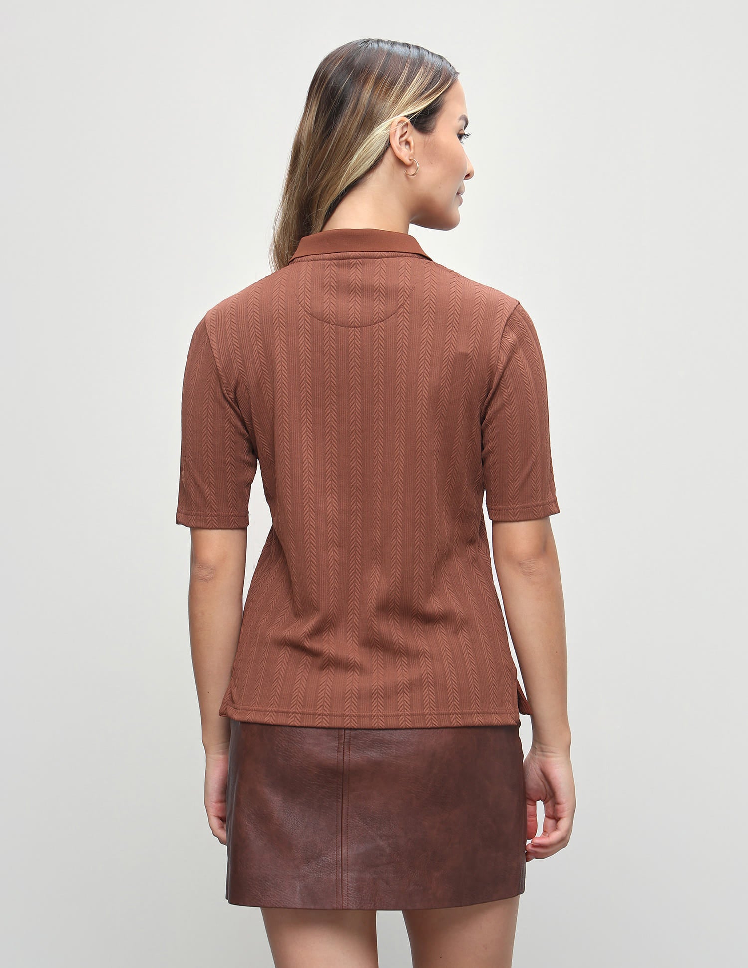 Textured Vertical Striped Regular Fit Polo Shirt Brown - U.S. Polo Assn. India | Large