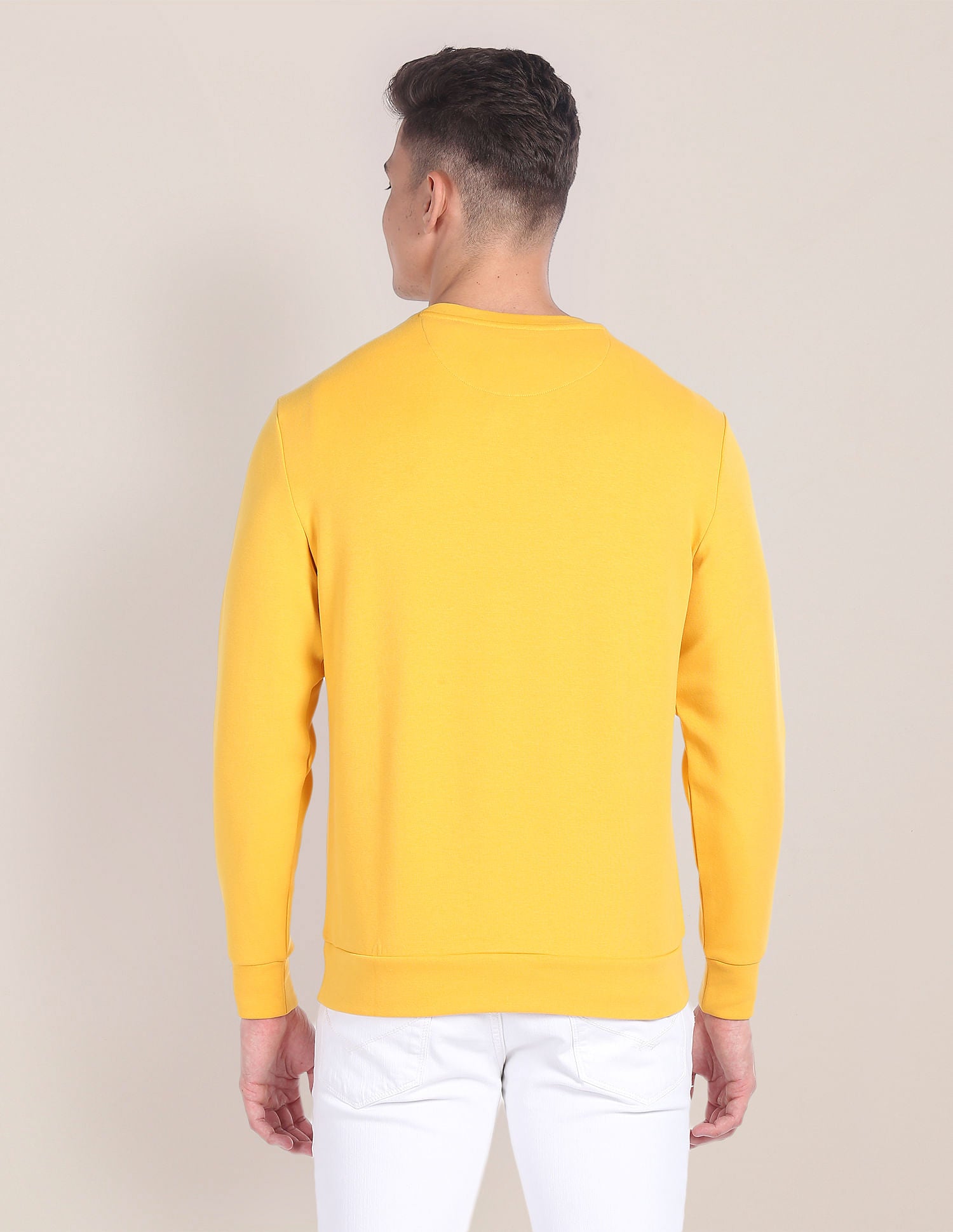 Crew Neck Appliqued Sweatshirt Yellow - U.S. POLO ASSN. | Large