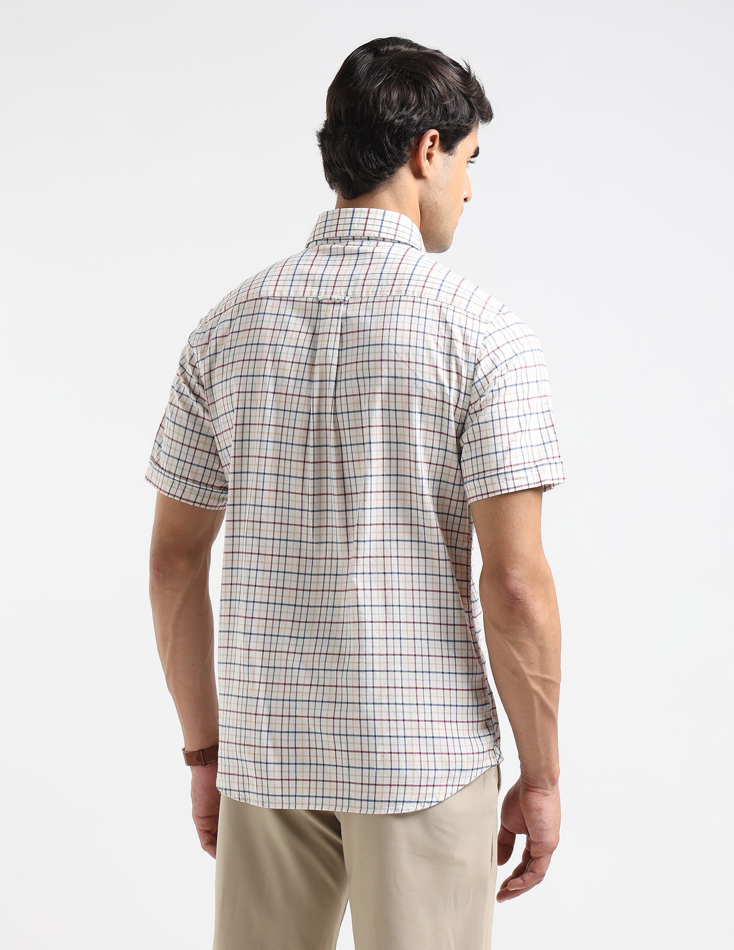 Grid Tattersall Checked Tailored Fit Shirt Ivory - U.S. POLO ASSN. | Large