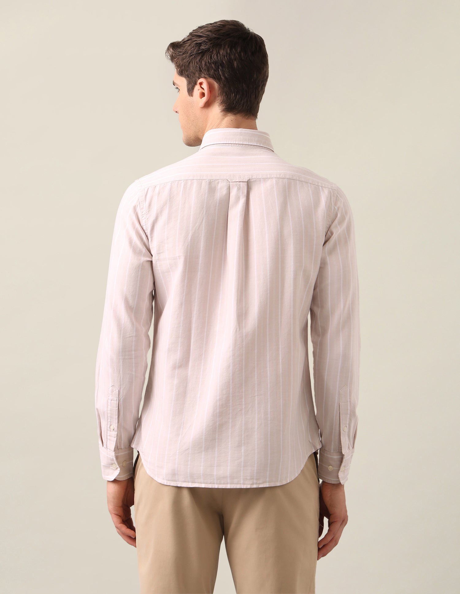 Vertical Striped Oxford Shirt Beige - U.S. Polo Assn. India | Large