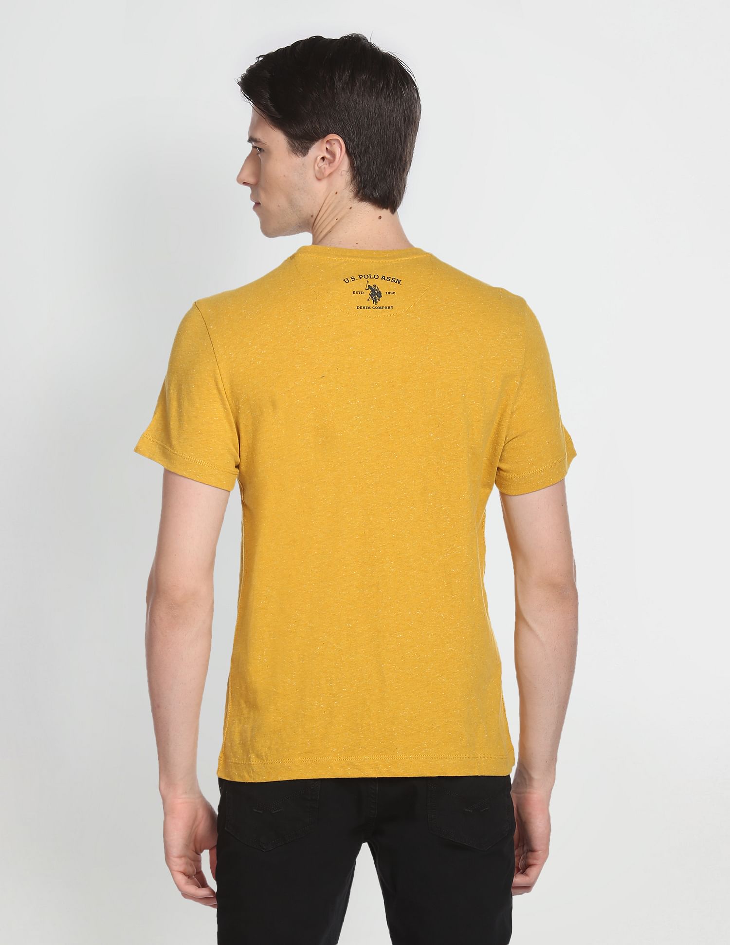Heathered Typographic Print T-Shirt Mustard - U.S. POLO ASSN. | Large