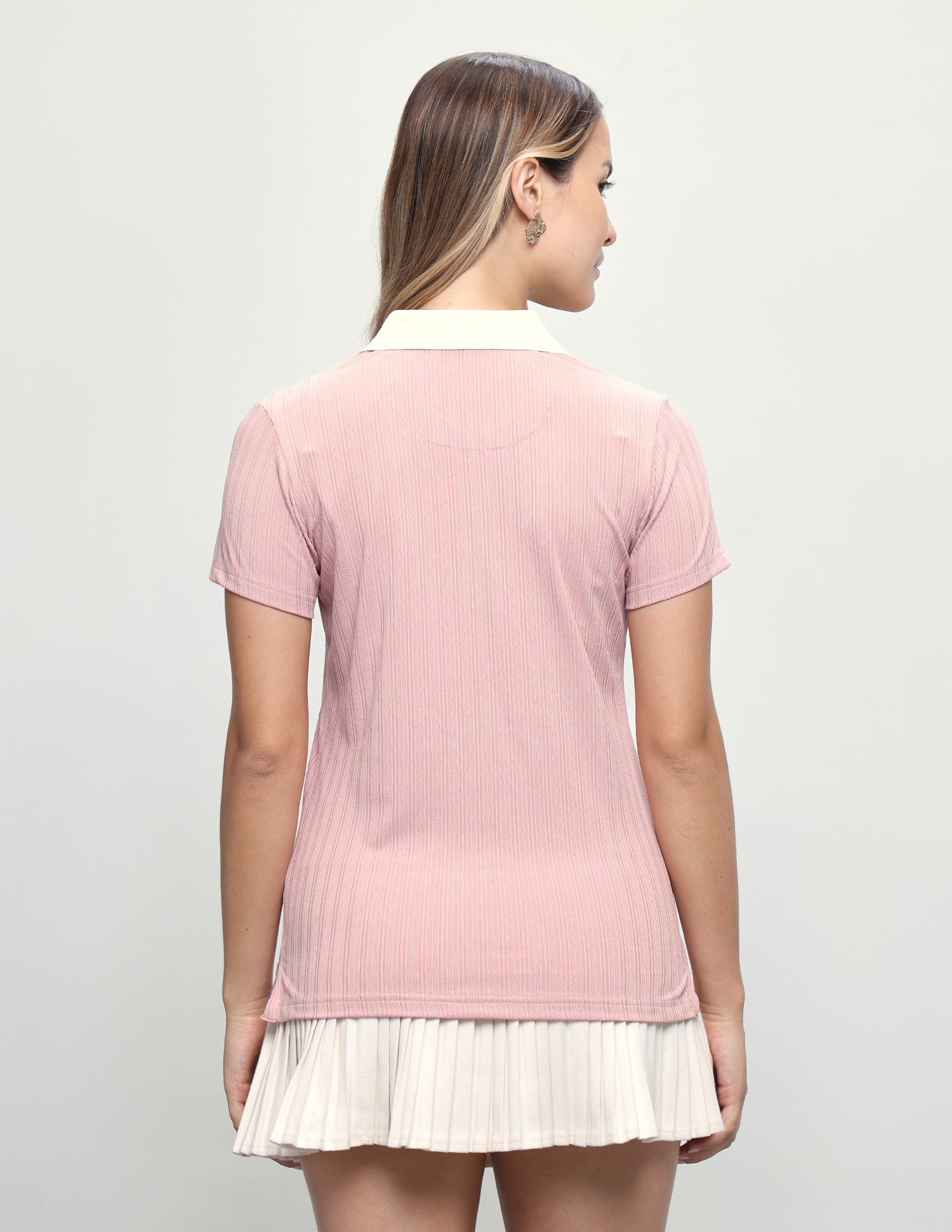 Self Design Vertical Striped Regular Fit Polo Shirt Pink - U.S. Polo Assn. India | Large