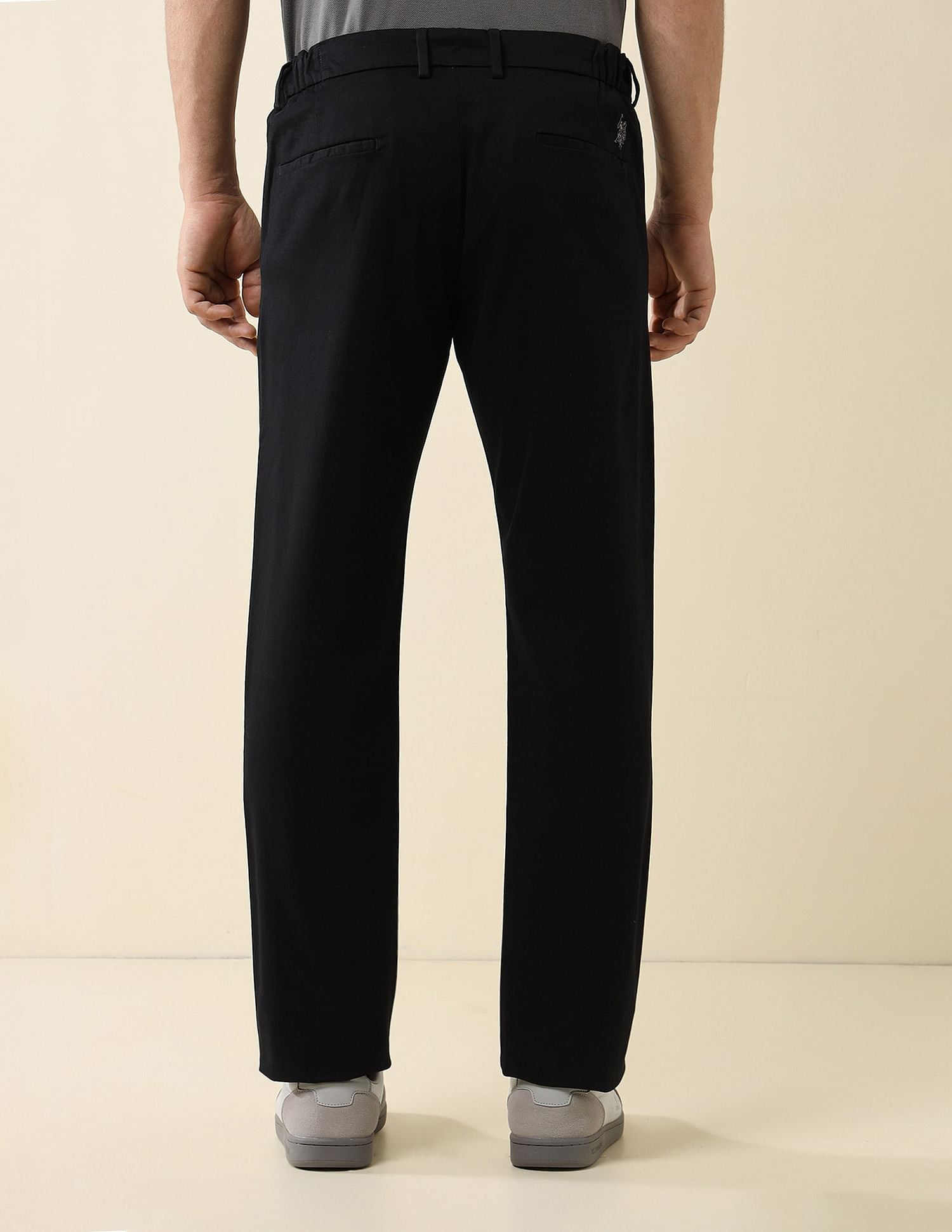 Elasticized Waist Slim Fit Trousers Black - U.S. POLO ASSN. | Large