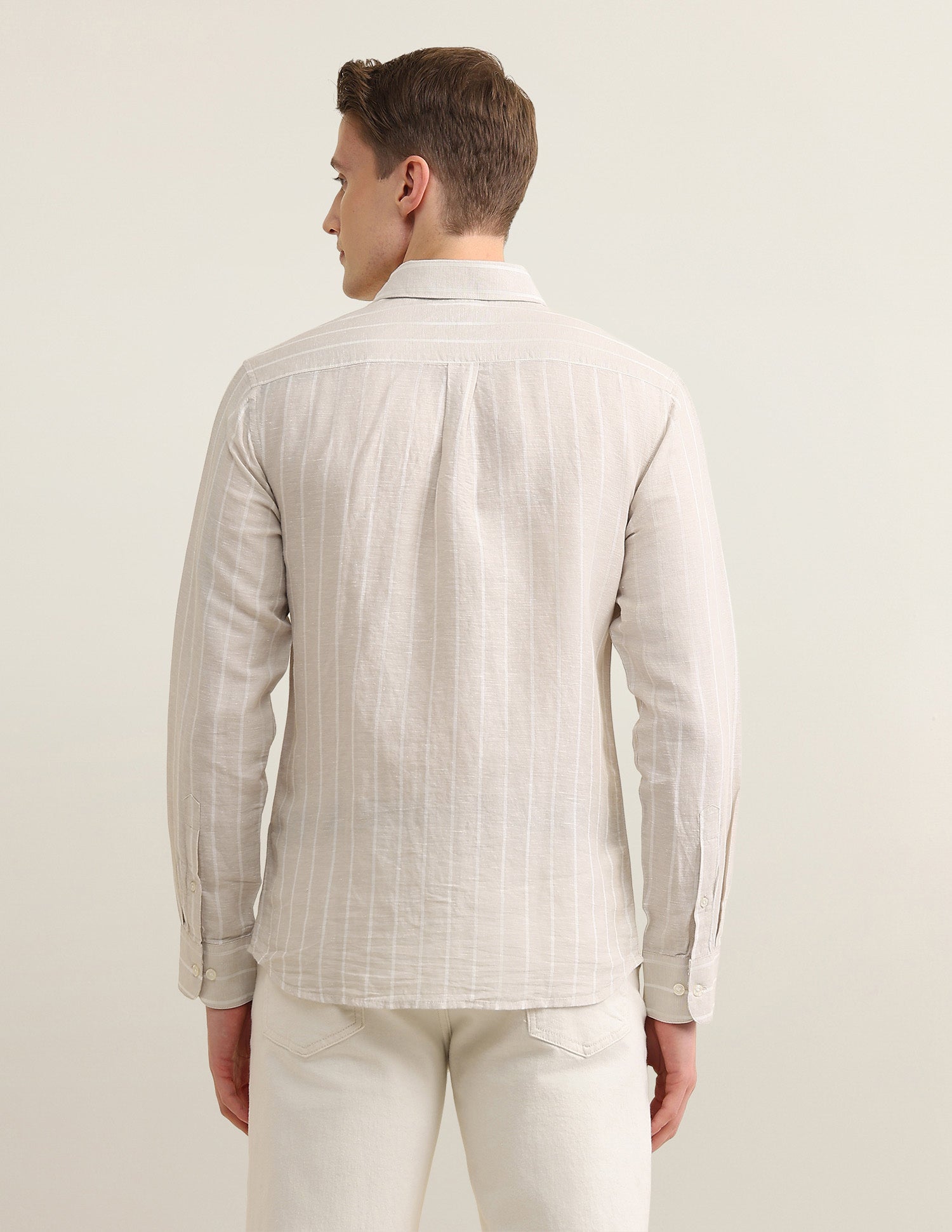 Vertical Striped Sotogrande Regular Fit Shirt Ivory - U.S. Polo Assn. India | Large