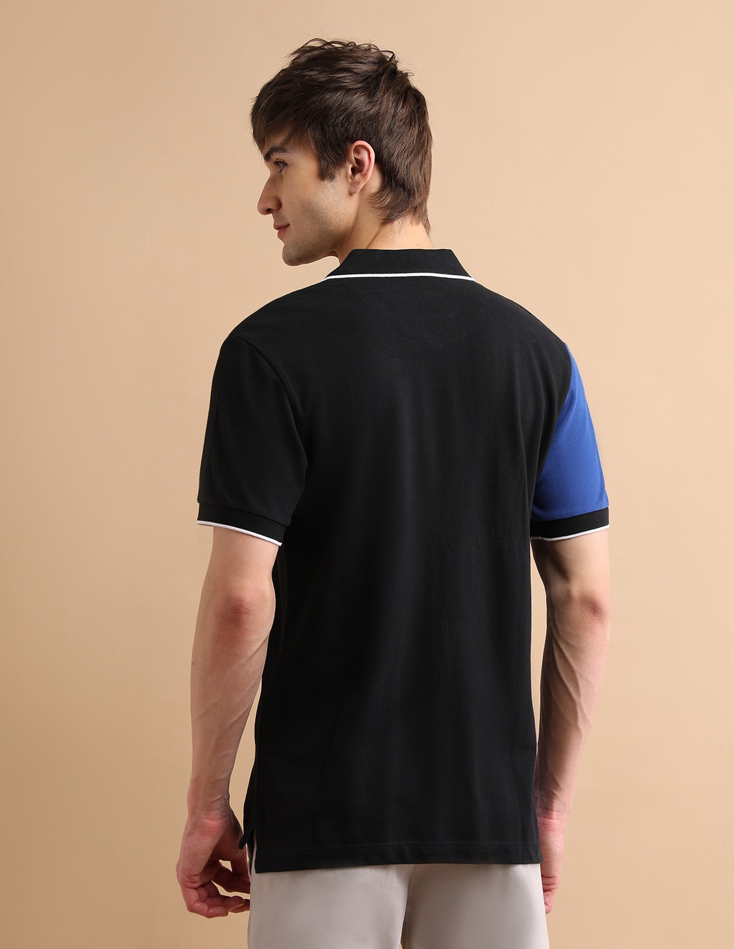 Colour Block Zipper Polo Shirt Black - U.S. POLO ASSN. | Large