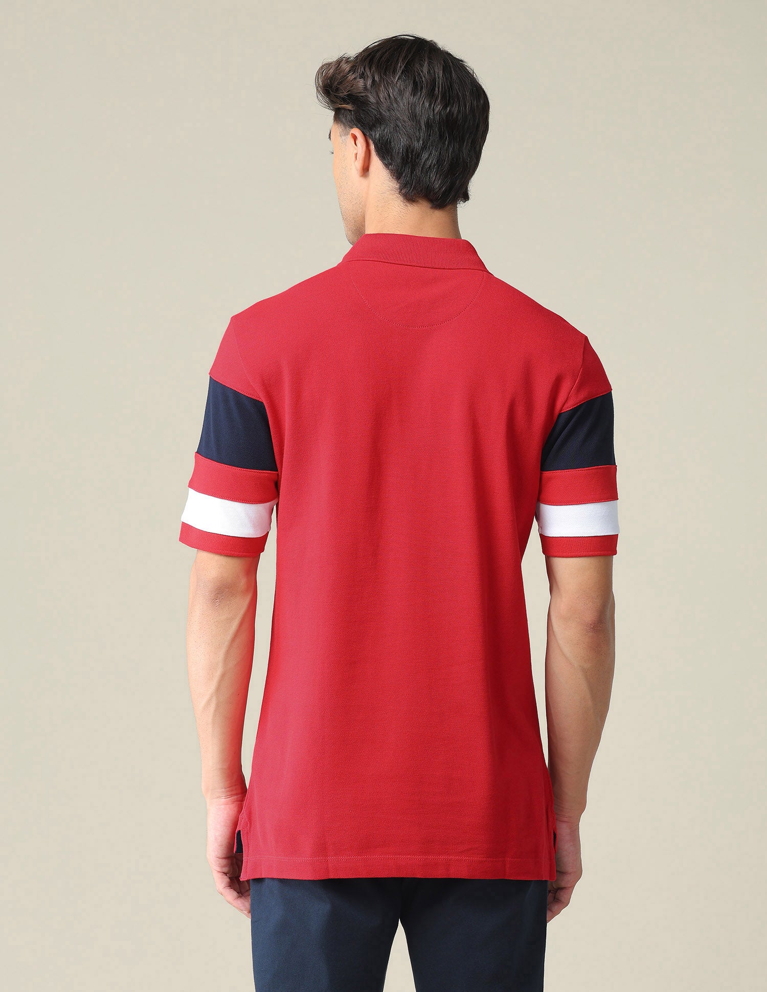 Striped Sleeve Cotton Polo Shirt Red - U.S. POLO ASSN. | Large