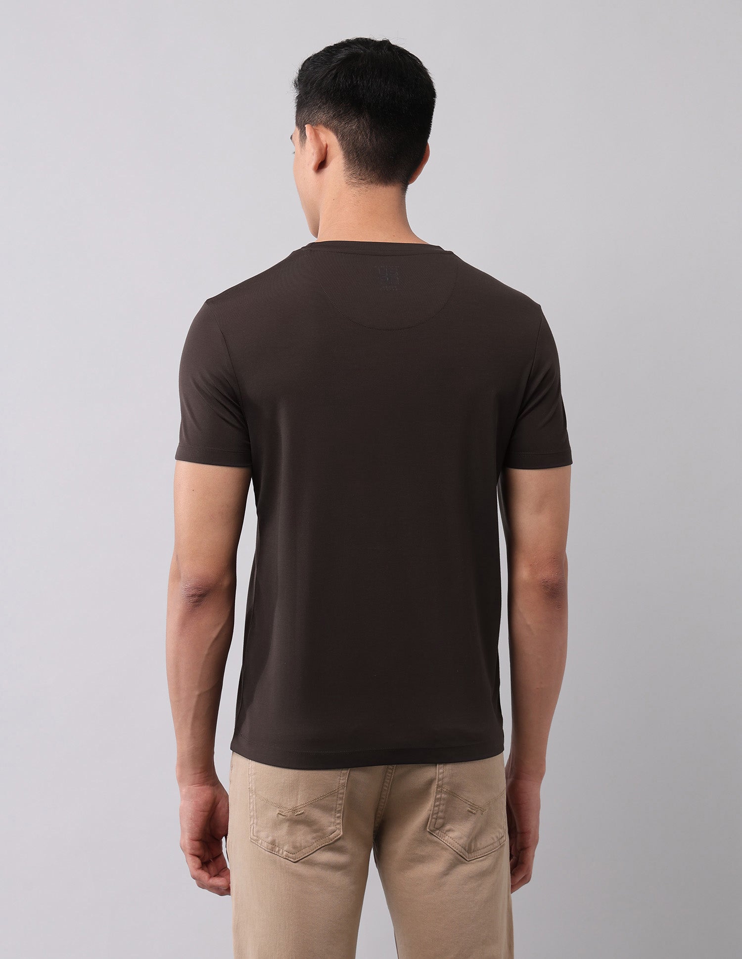 Brand Embossed Muscle Fit T-Shirt Dark Brown - U.S. Polo Assn. India | Large