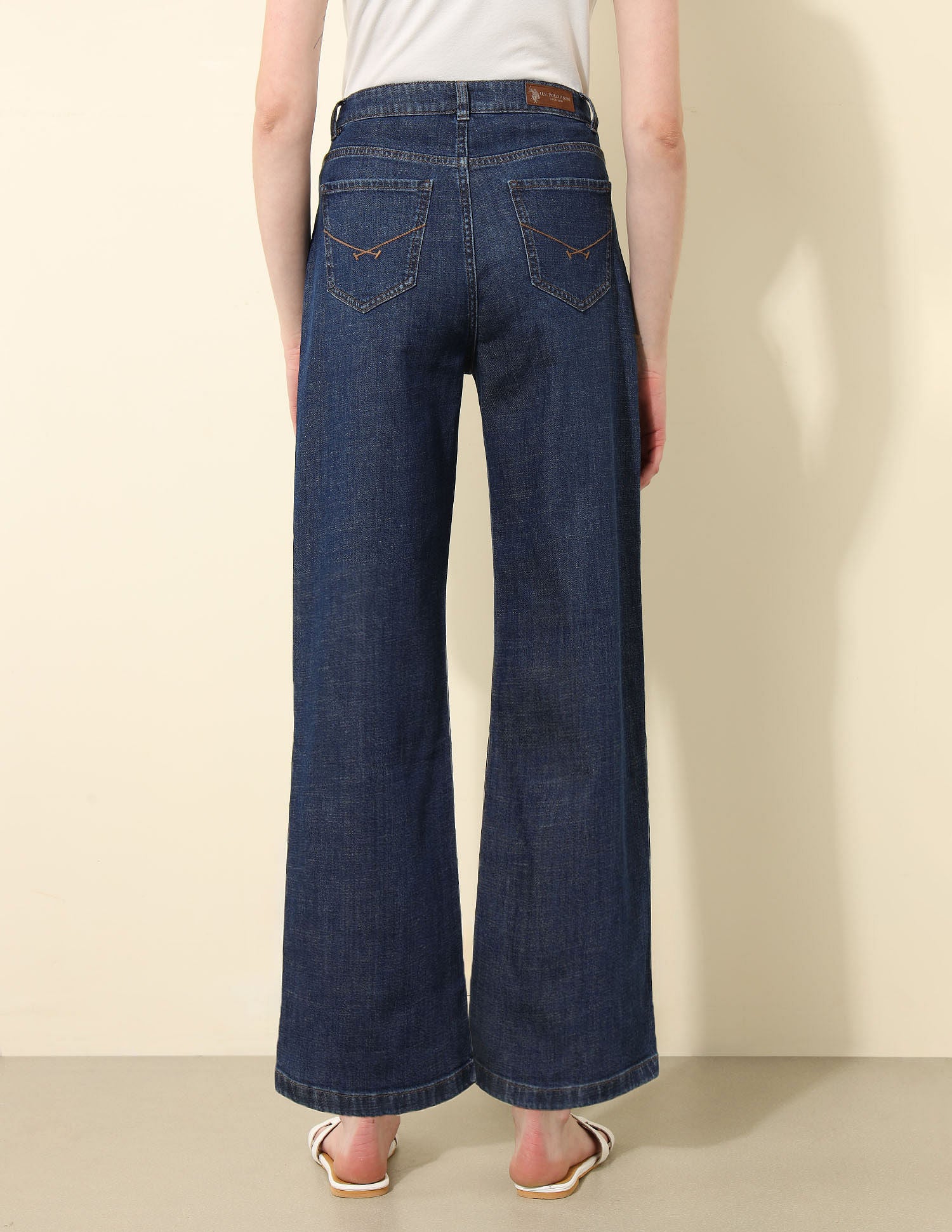 High Rise Wide Leg Fit Jeans Blue - U.S. POLO ASSN. | Large