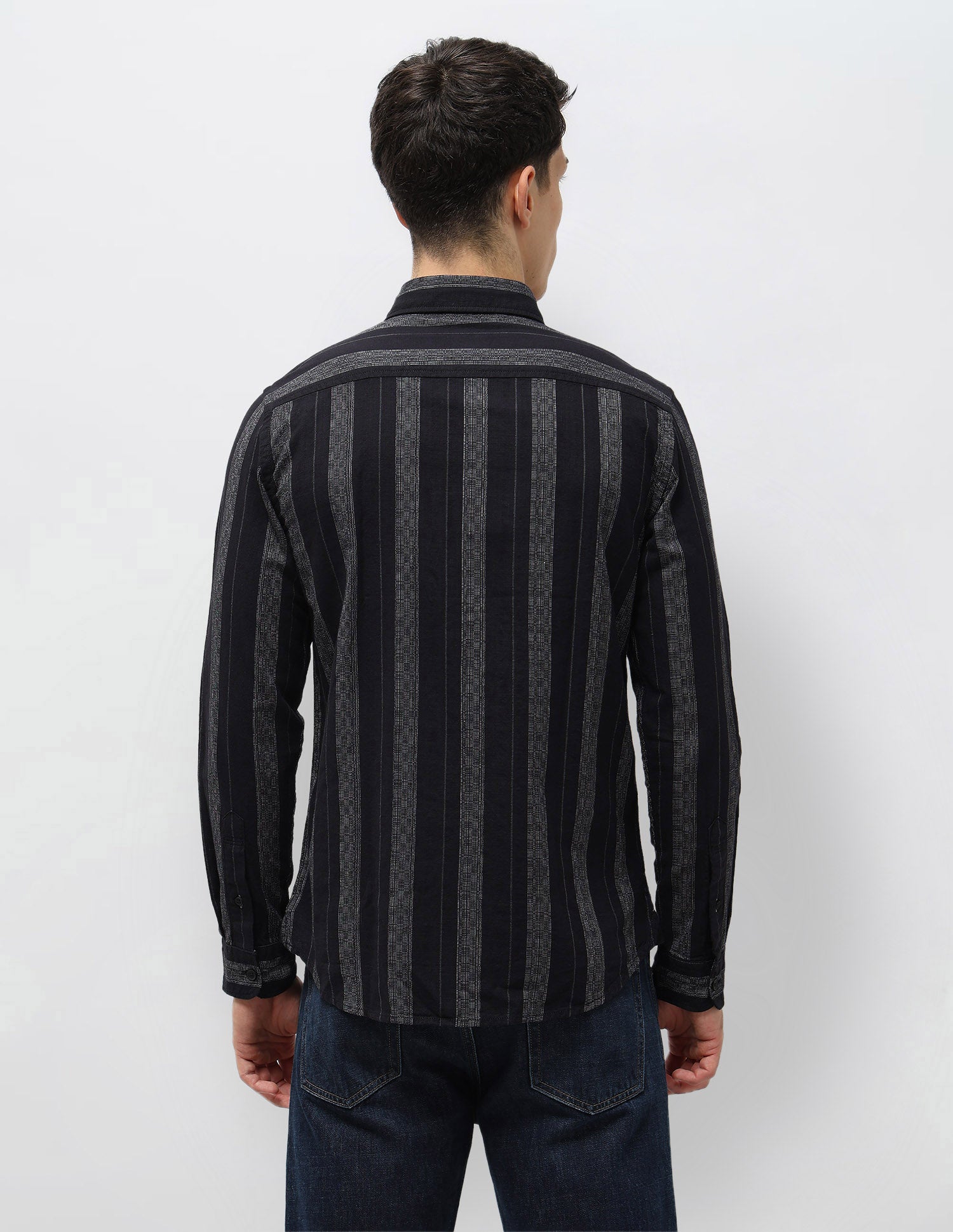 Vertical Striped Self Design Dobby Shirt Dark Navy - U.S. Polo Assn. India | Large