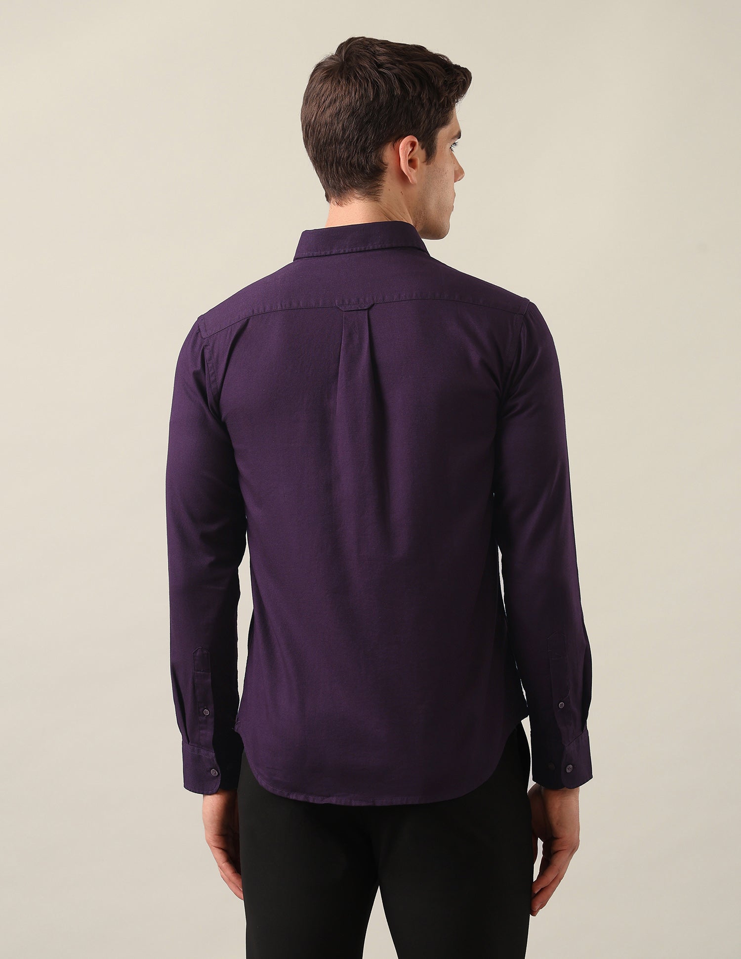 Tailored Fit Solid Shirt Dark Purple - U.S. Polo Assn. India | Large