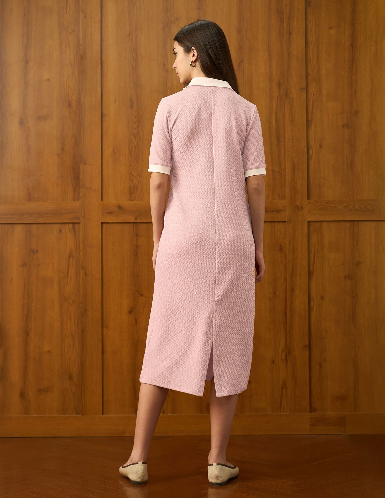 Textured Midi Shift Dress Pink - U.S. POLO ASSN. | Large