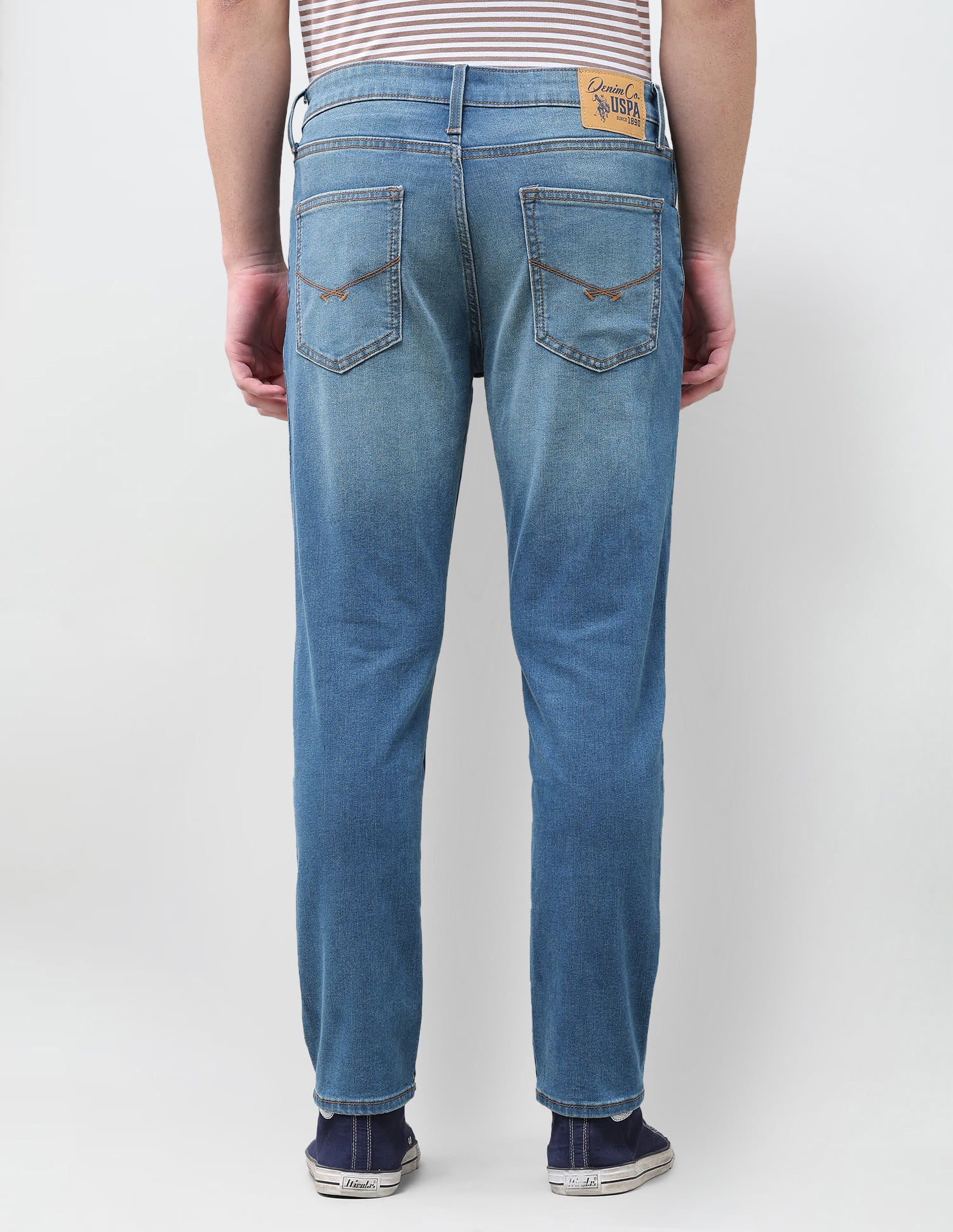 Solid Tapered Fit Jeans Blue - U.S. Polo Assn. India | Large