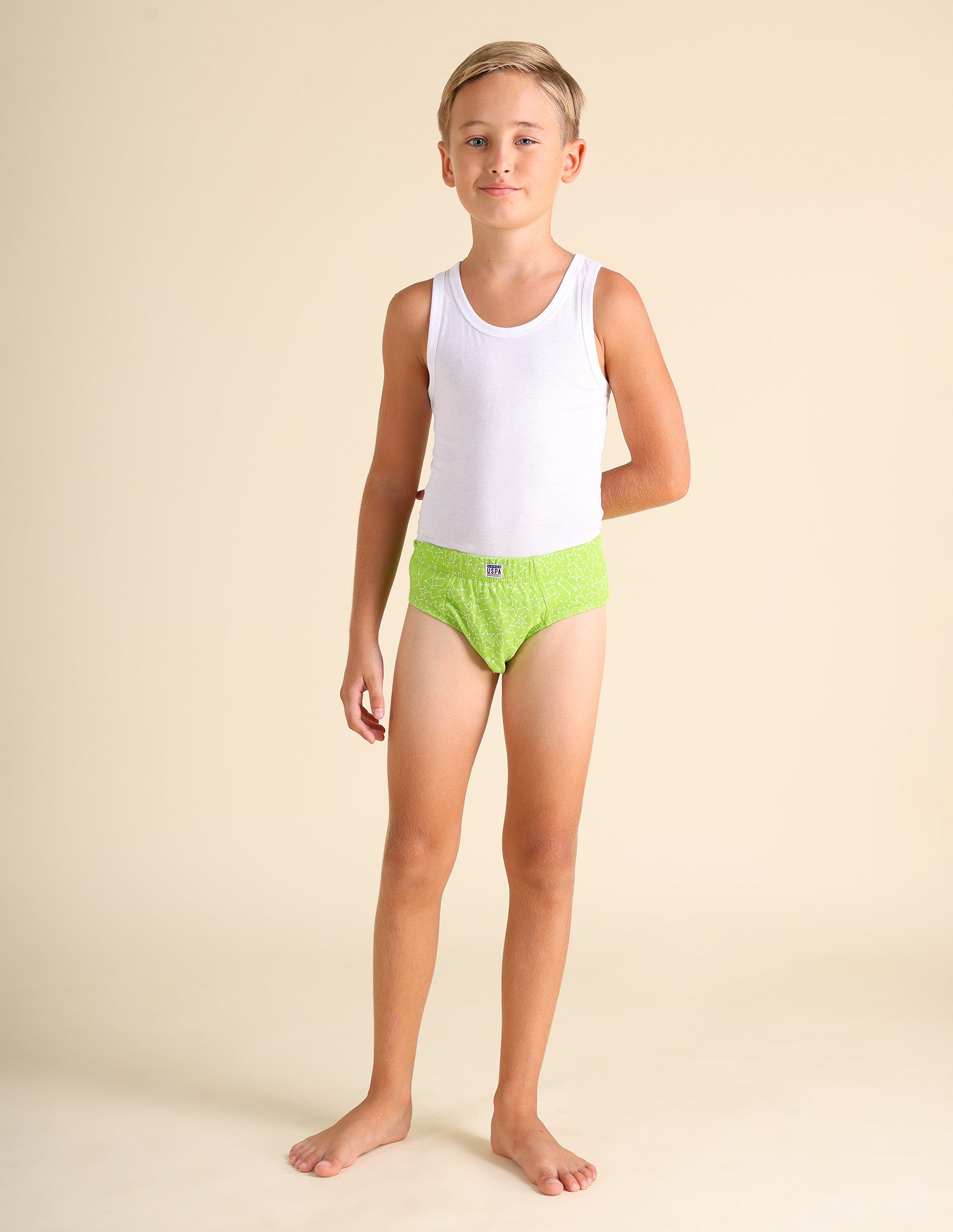 Mid Rise Pure Cotton EKB02 Briefs - Pack Of 3 Blue, Lime Green and Green - U.S. POLO ASSN. | Large