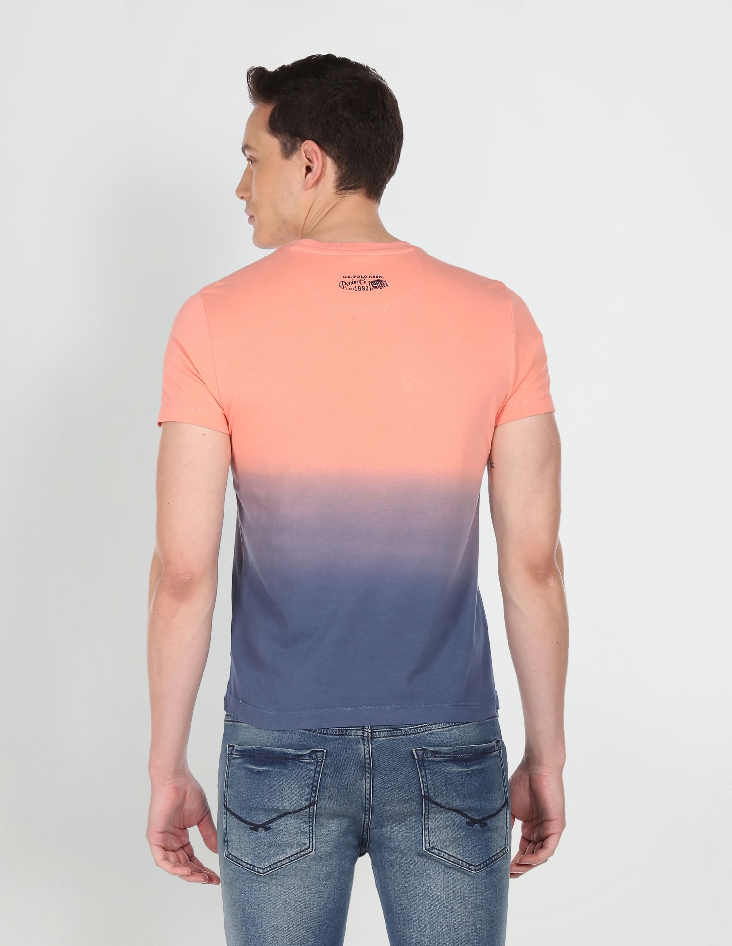 Brand Print Ombre Dyed T-Shirt Pink - U.S. POLO ASSN. | Large