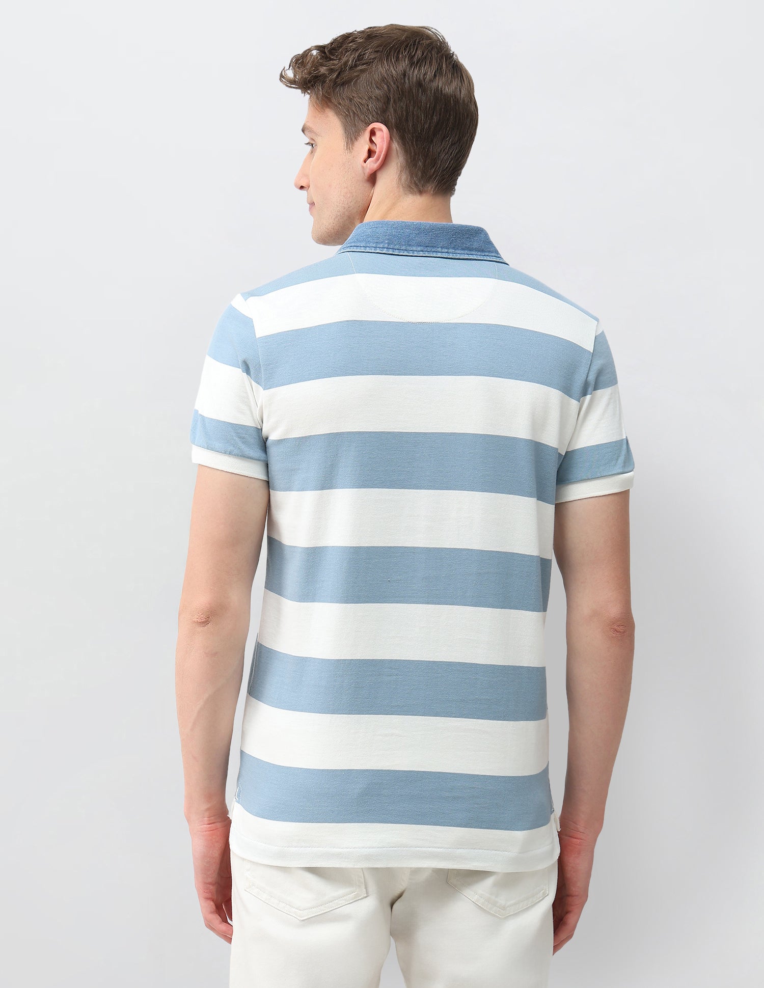 Horizontal Striped Muscle Fit Polo Shirt Blue - U.S. Polo Assn. India | Large