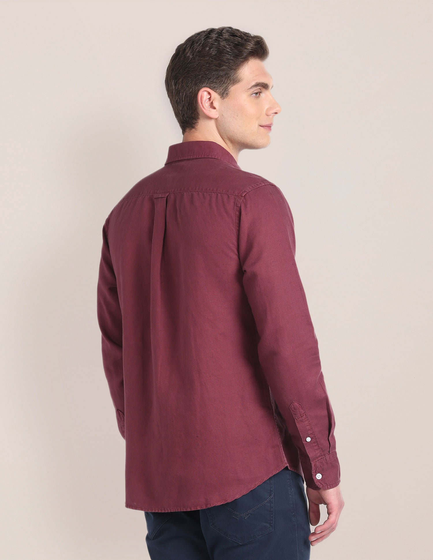 Linen Tailored Fit Shirt Maroon - U.S. POLO ASSN. | Large