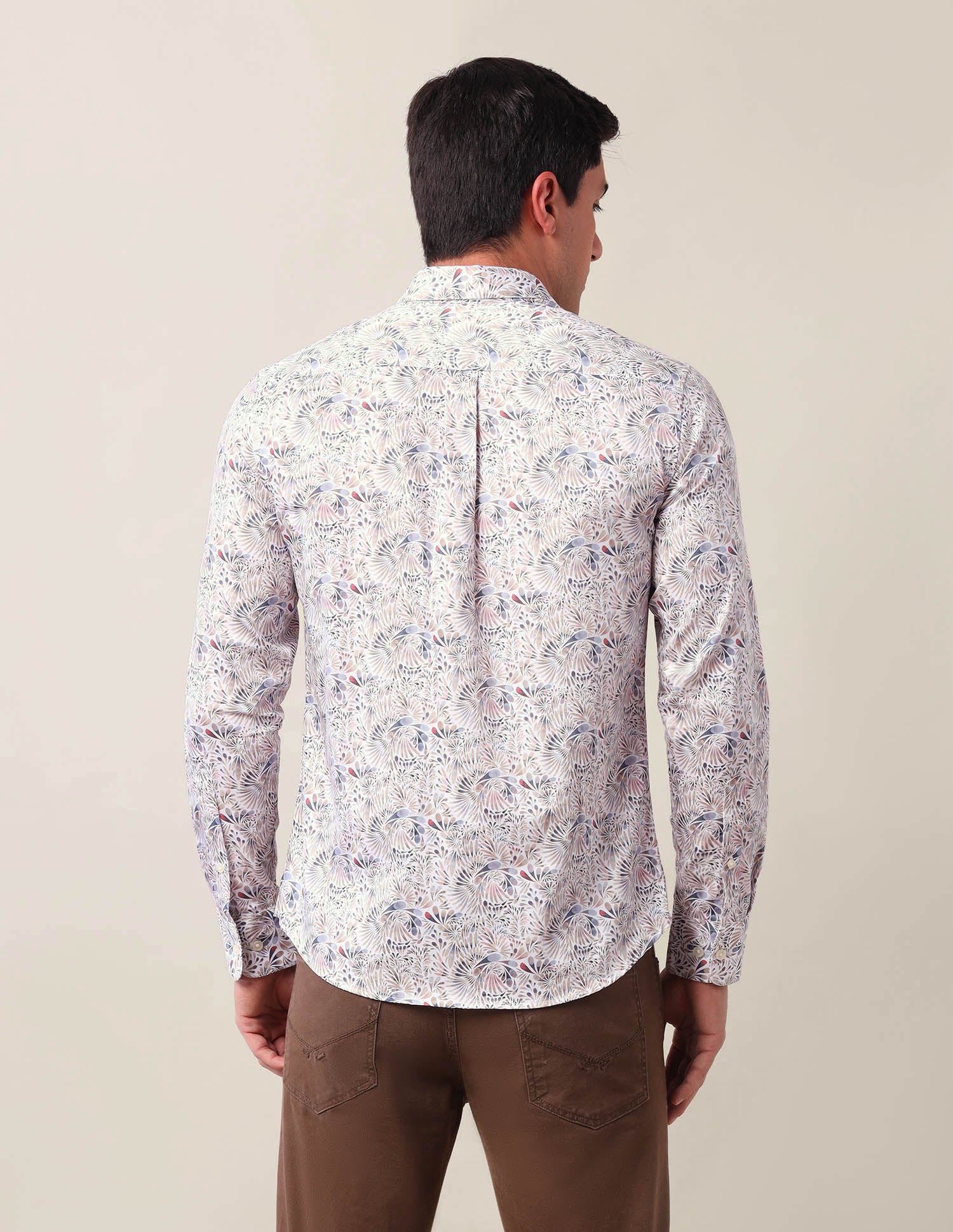 Geometric Tailored Fit Shirt Off White - U.S. Polo Assn. India | Large