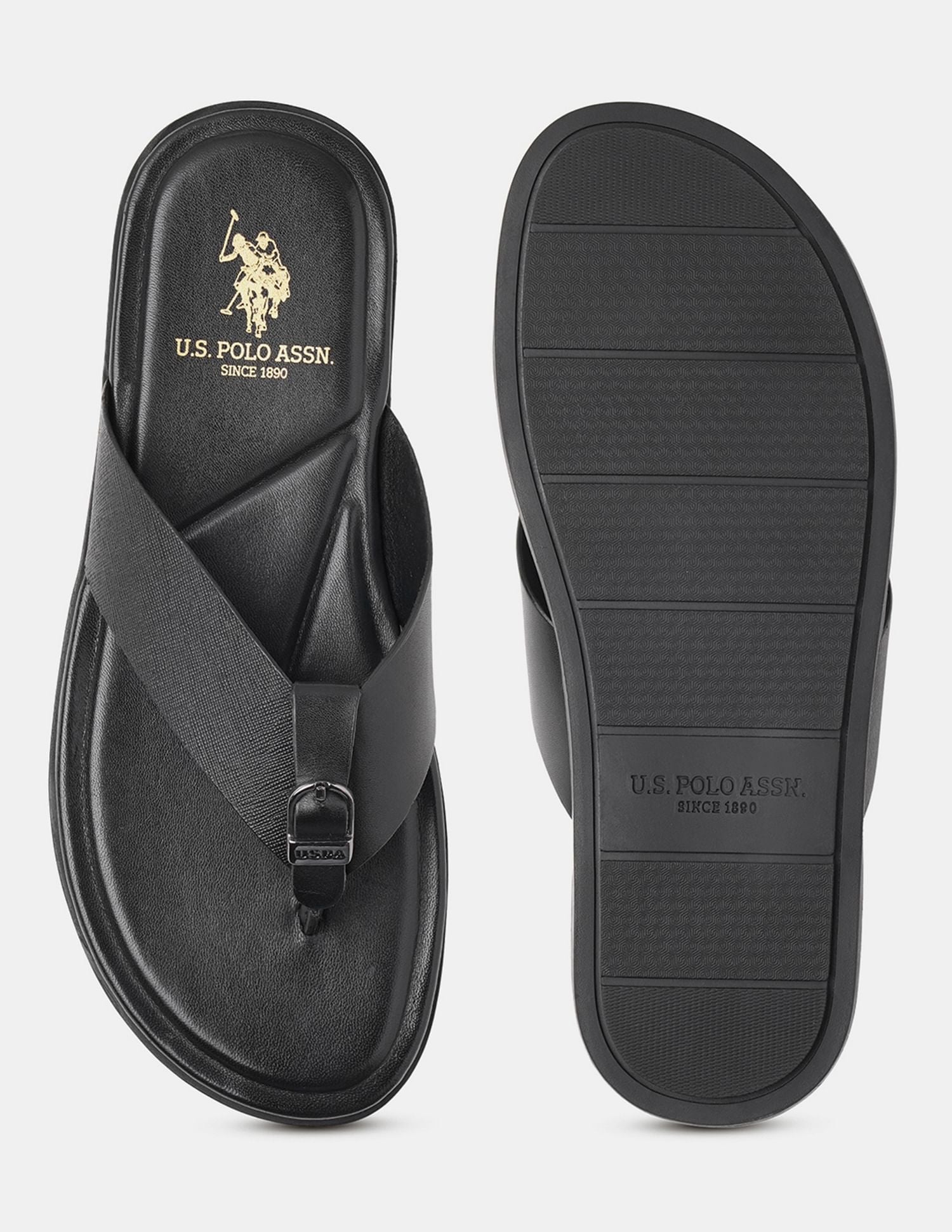 Men Diaz Broad Strap Slippers Black - U.S. POLO ASSN. | Large