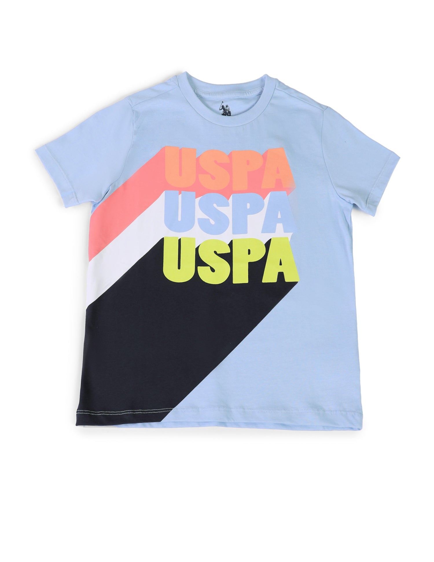 Boys Brand Printed Regular Fit T-Shirt Light Blue - U.S. POLO ASSN. | Large