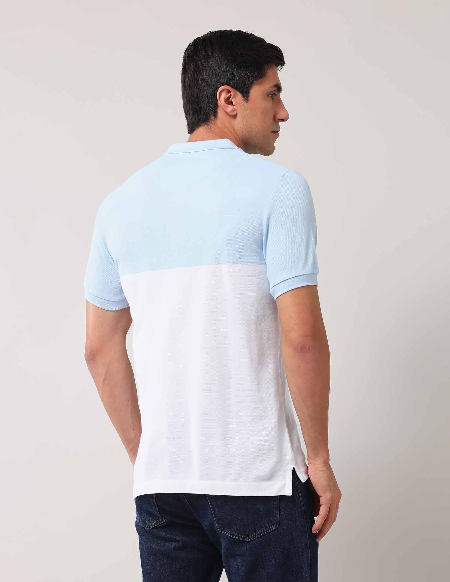 All Over Printed Pure Cotton Polo Shirt Light Blue - U.S. Polo Assn. India | Large