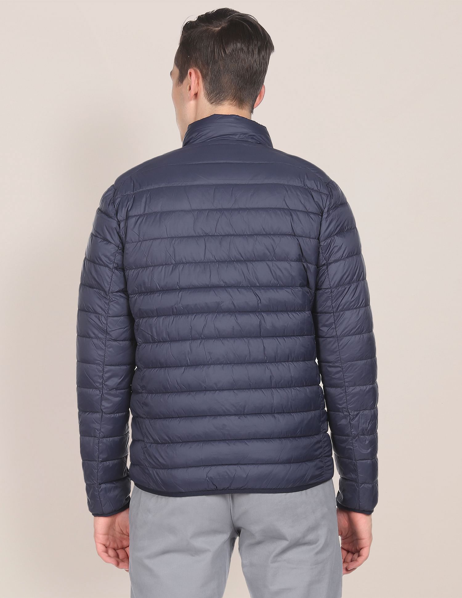 High Neck Nylon Solid Puffer Jacket Navy - U.S. POLO ASSN. | Large