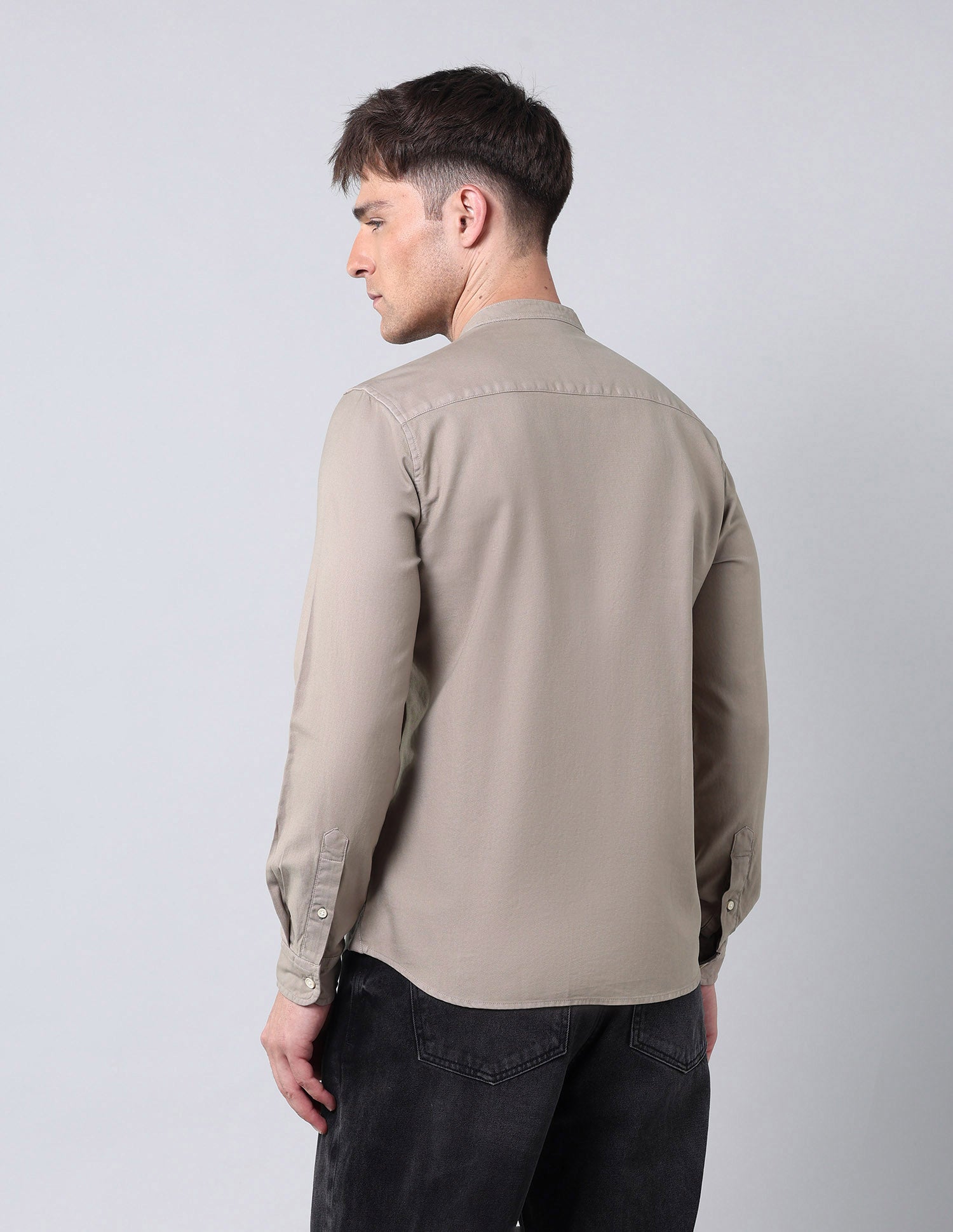 Solid Pure Cotton Twill Shirt Khaki - U.S. Polo Assn. India | Large