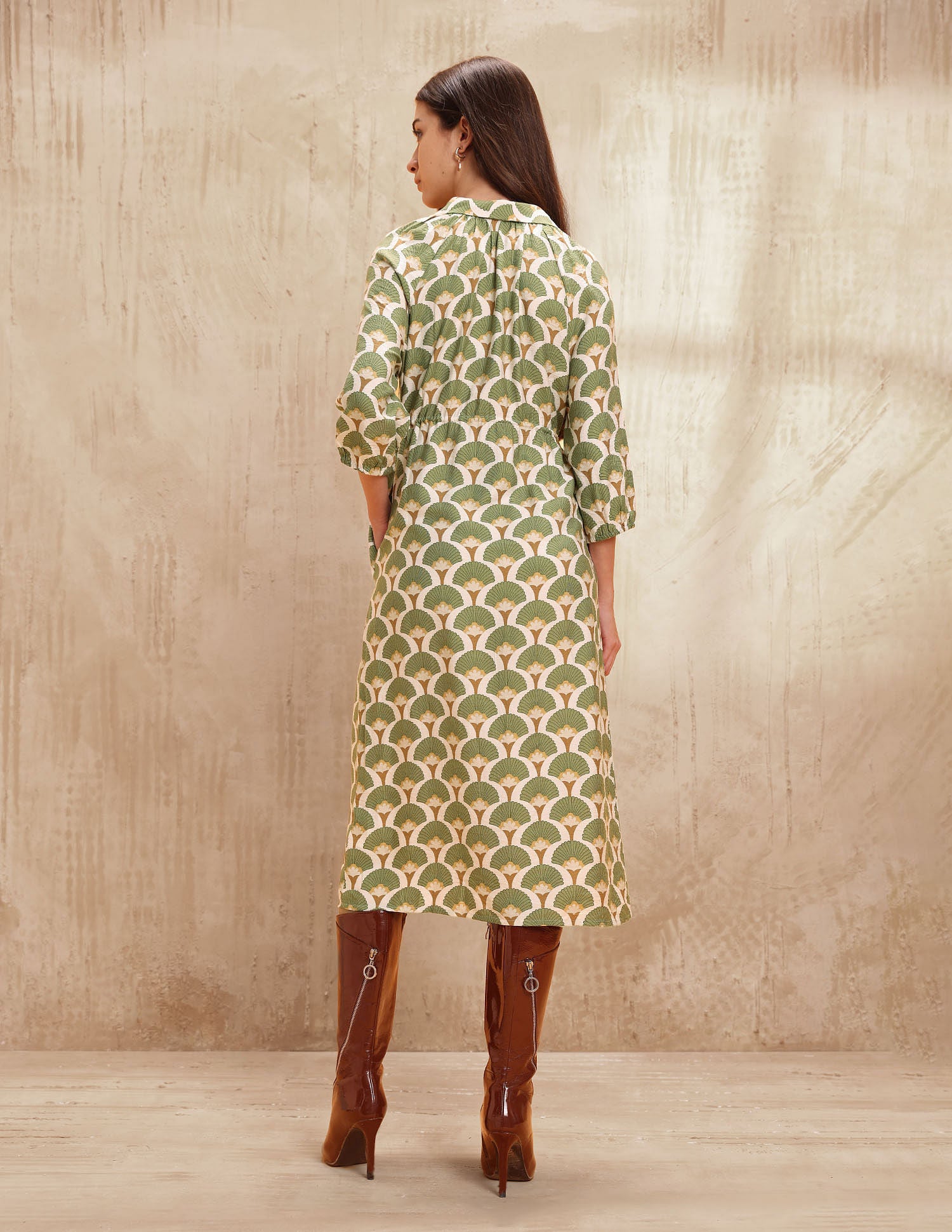 Abstract Printed Shirt Dress Green - U.S. POLO ASSN. | Large
