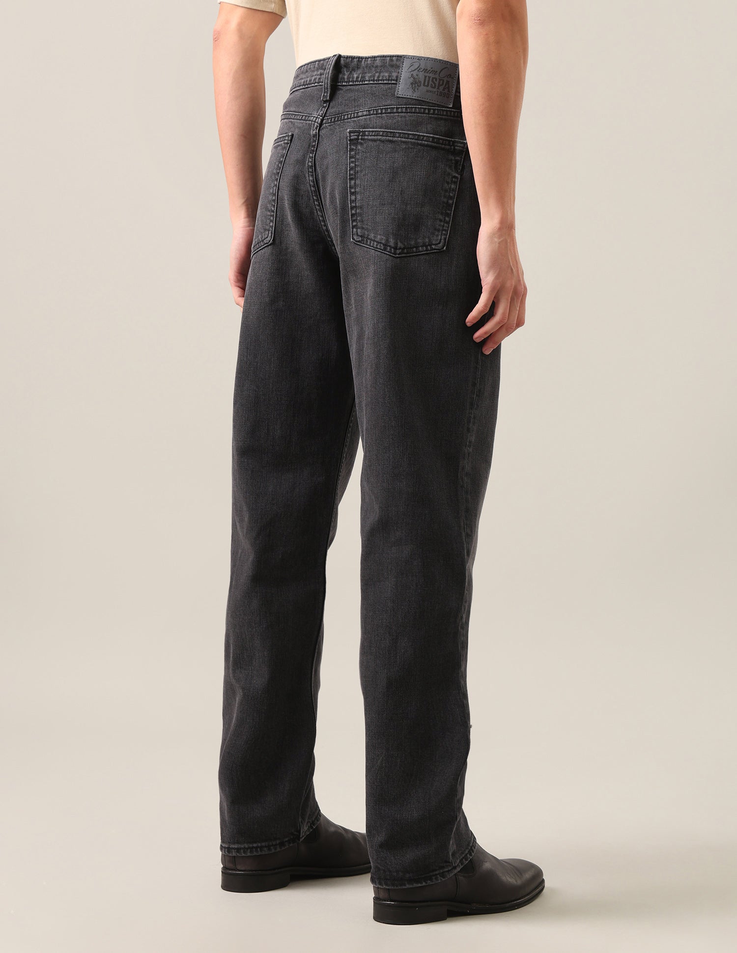 Shawn Relaxed Fit Black Jeans Washed Black - U.S. Polo Assn. India | Large