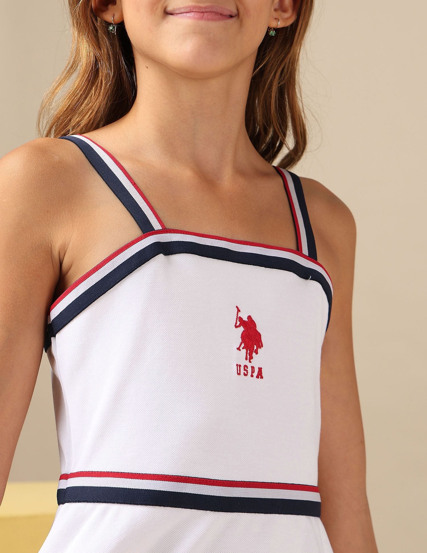 Girls Strappy Skater Dress White - U.S. POLO ASSN. | Large