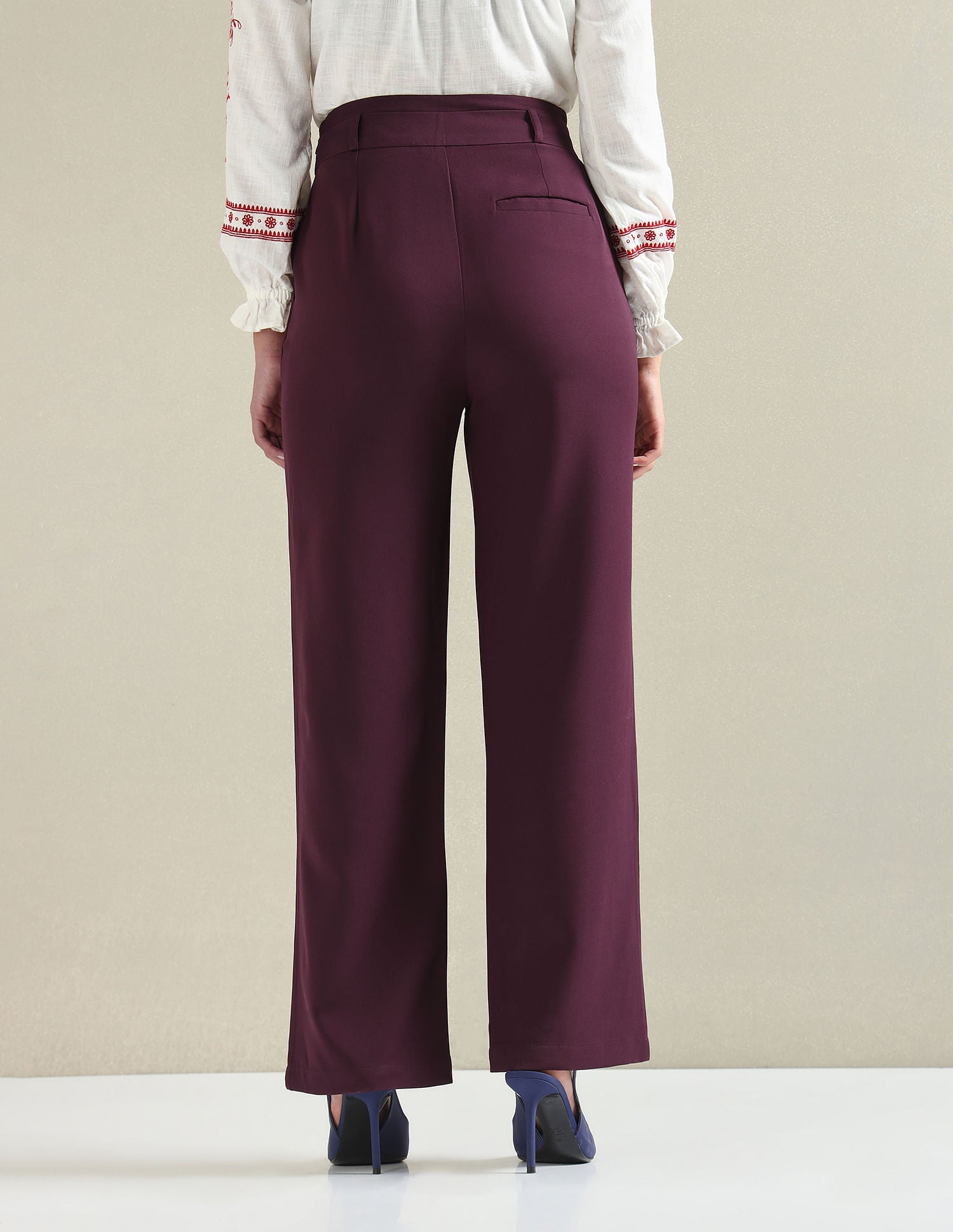 Wide Leg Satin Trousers Wine - U.S. POLO ASSN. | Large