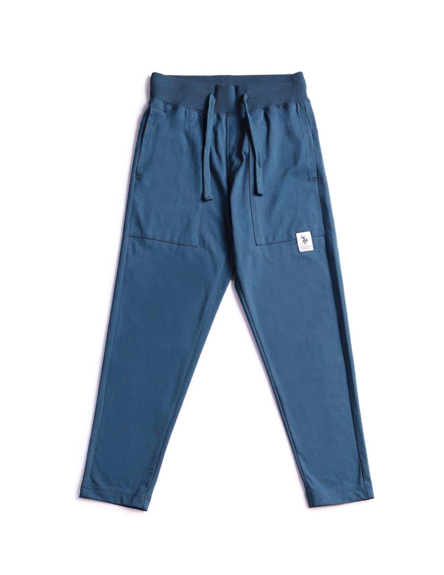 Boys Mid-Rise Solid Track Pants Navy - U.S. POLO ASSN. | Large